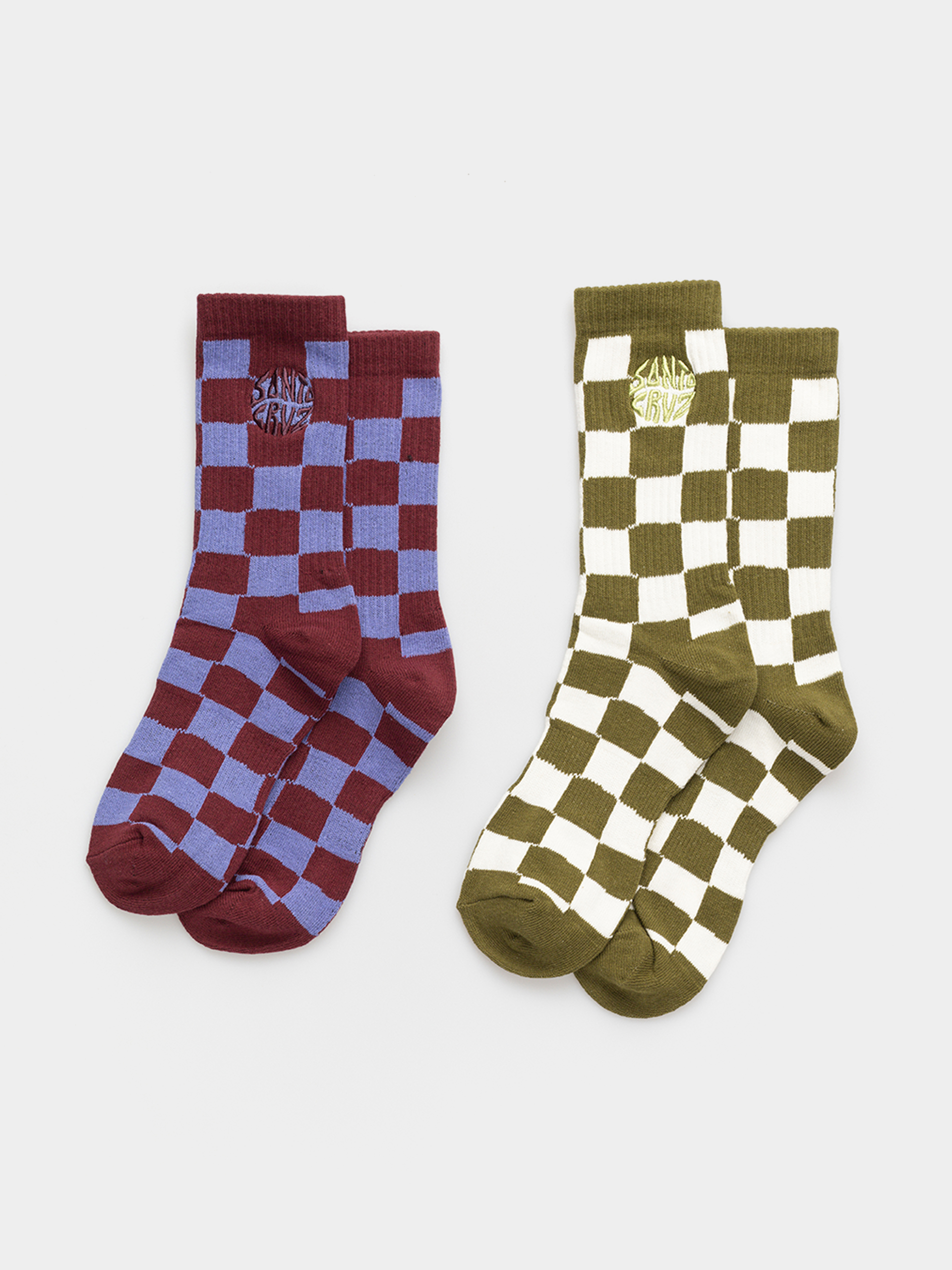 Santa Cruz Socken Daze Checks 2pk Wmn (purple/green check)