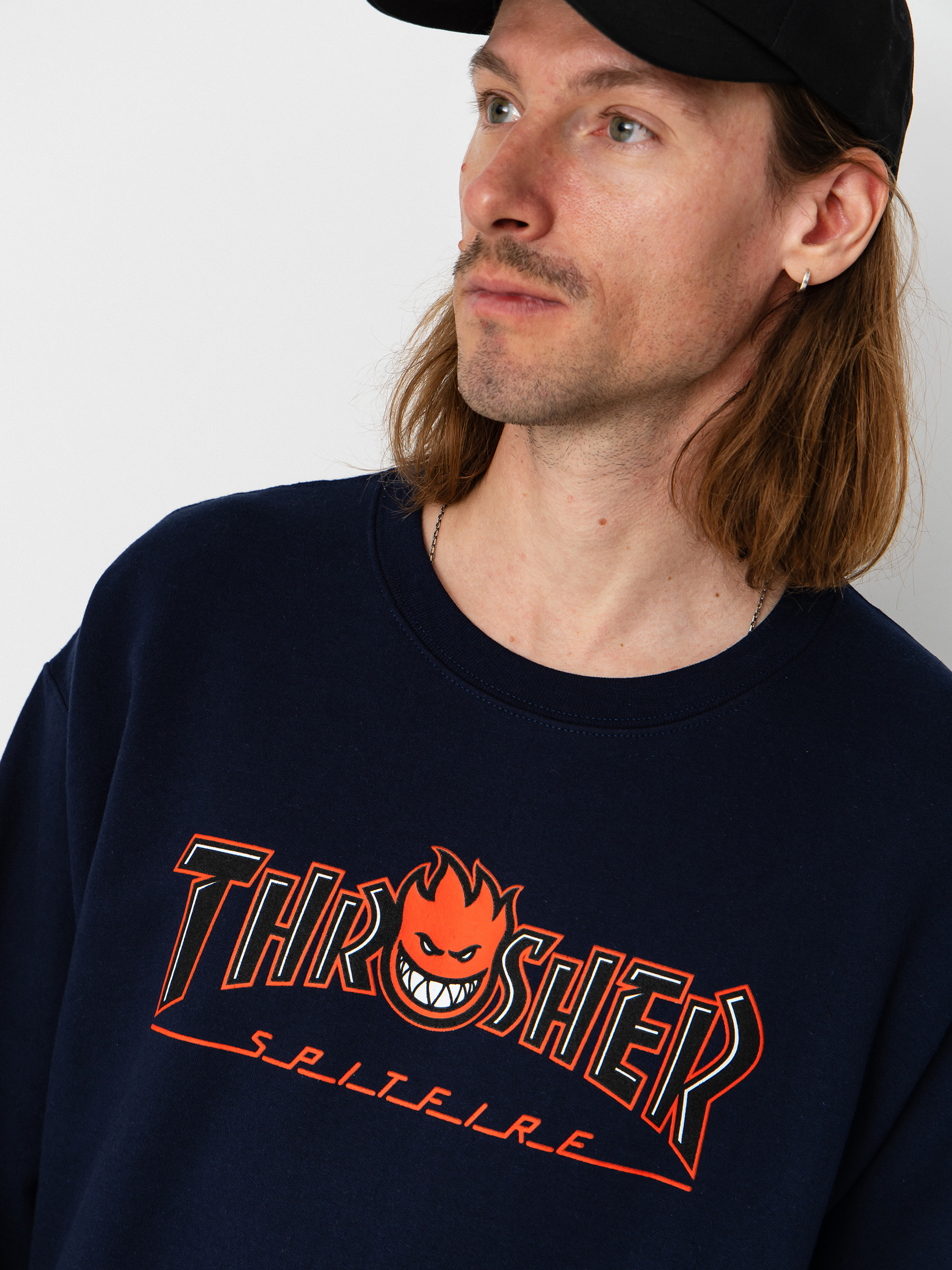 Thrasher x Spitfire Big Head Outline Sweatshirt (navy)