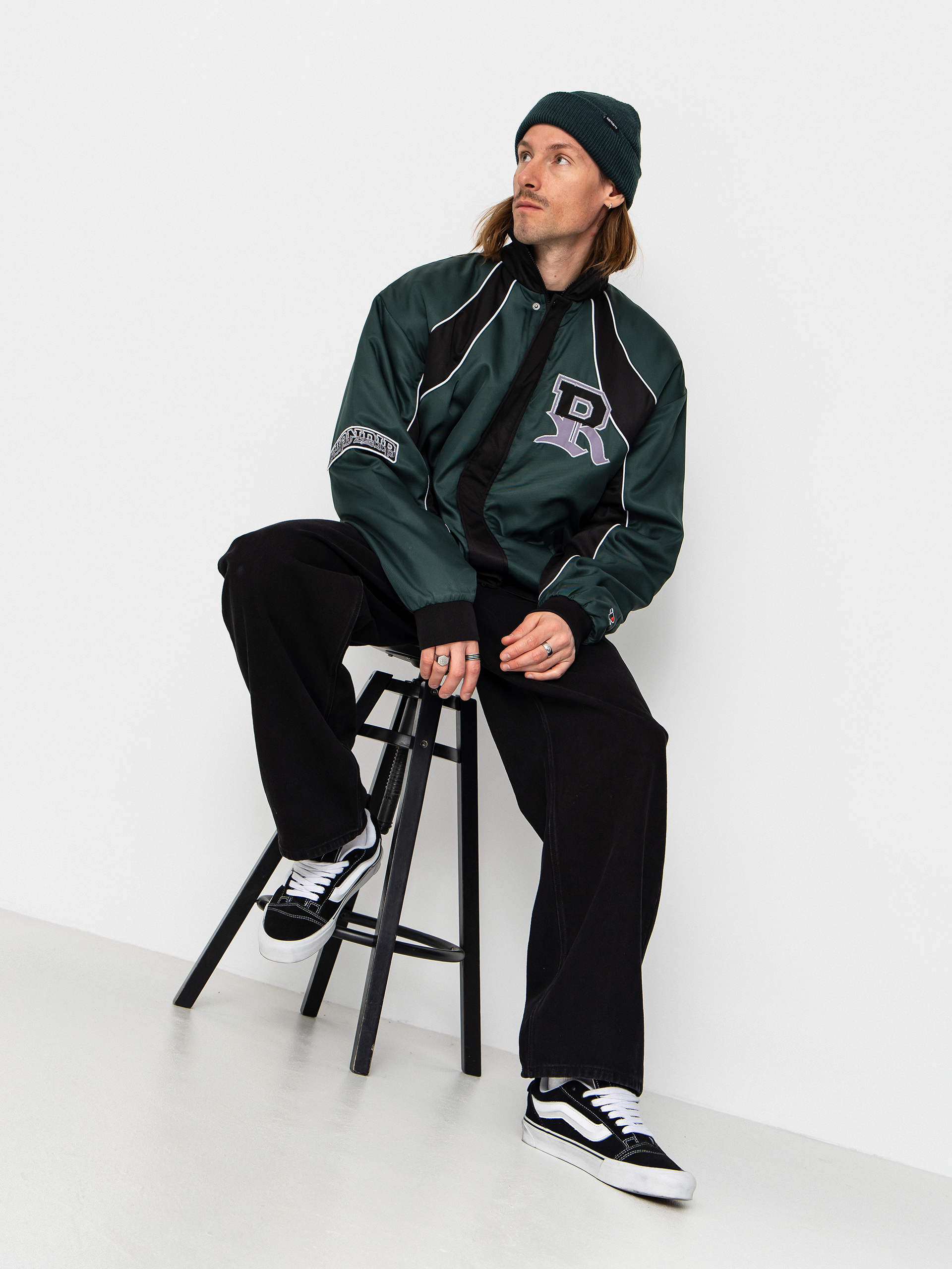 RipNDip Ripndip Athletics Race Jacket - grey, green (sand/charcoal)