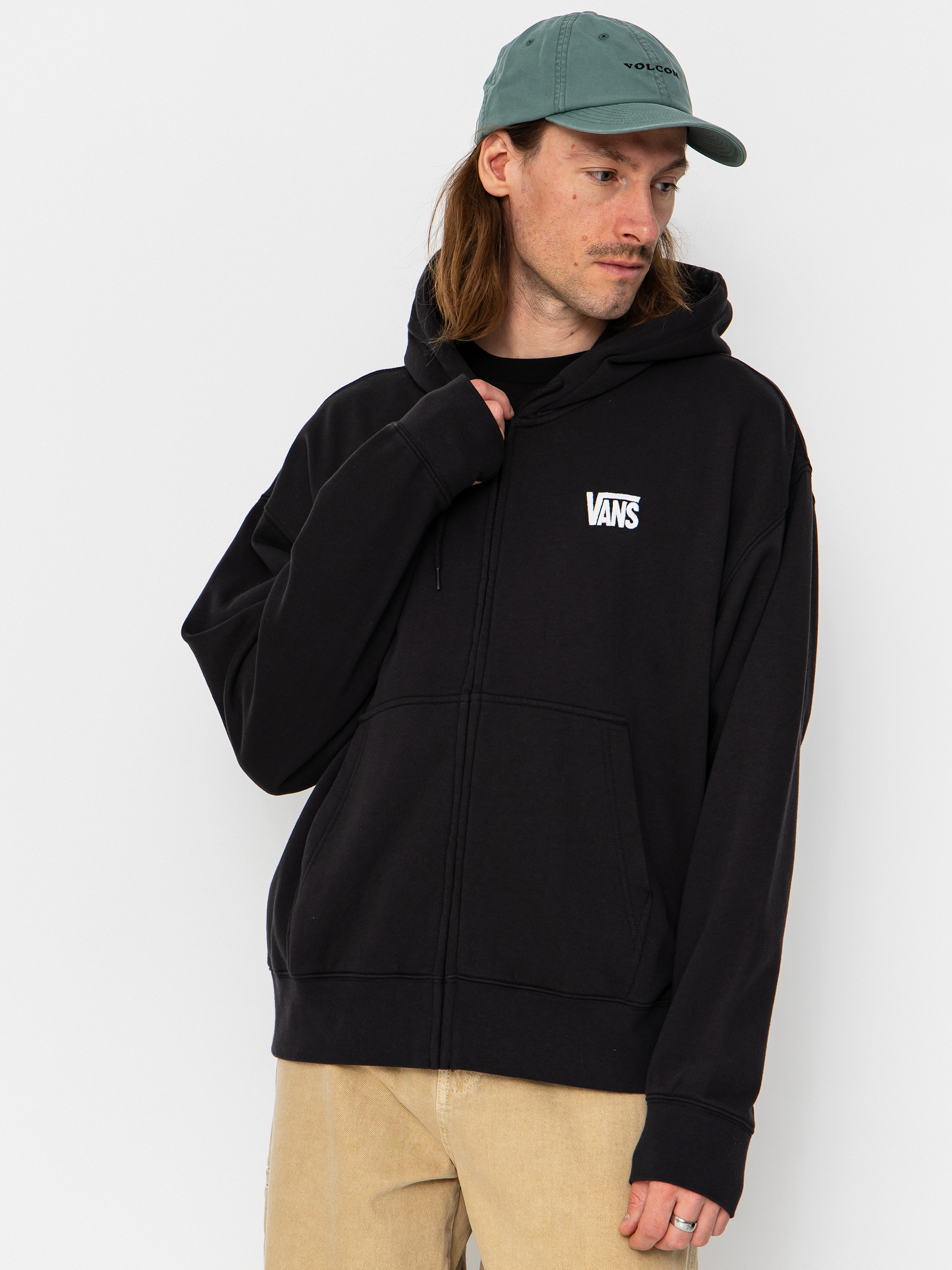 Vans Stretch Logo Full Zip Sweatshirt (black/white)