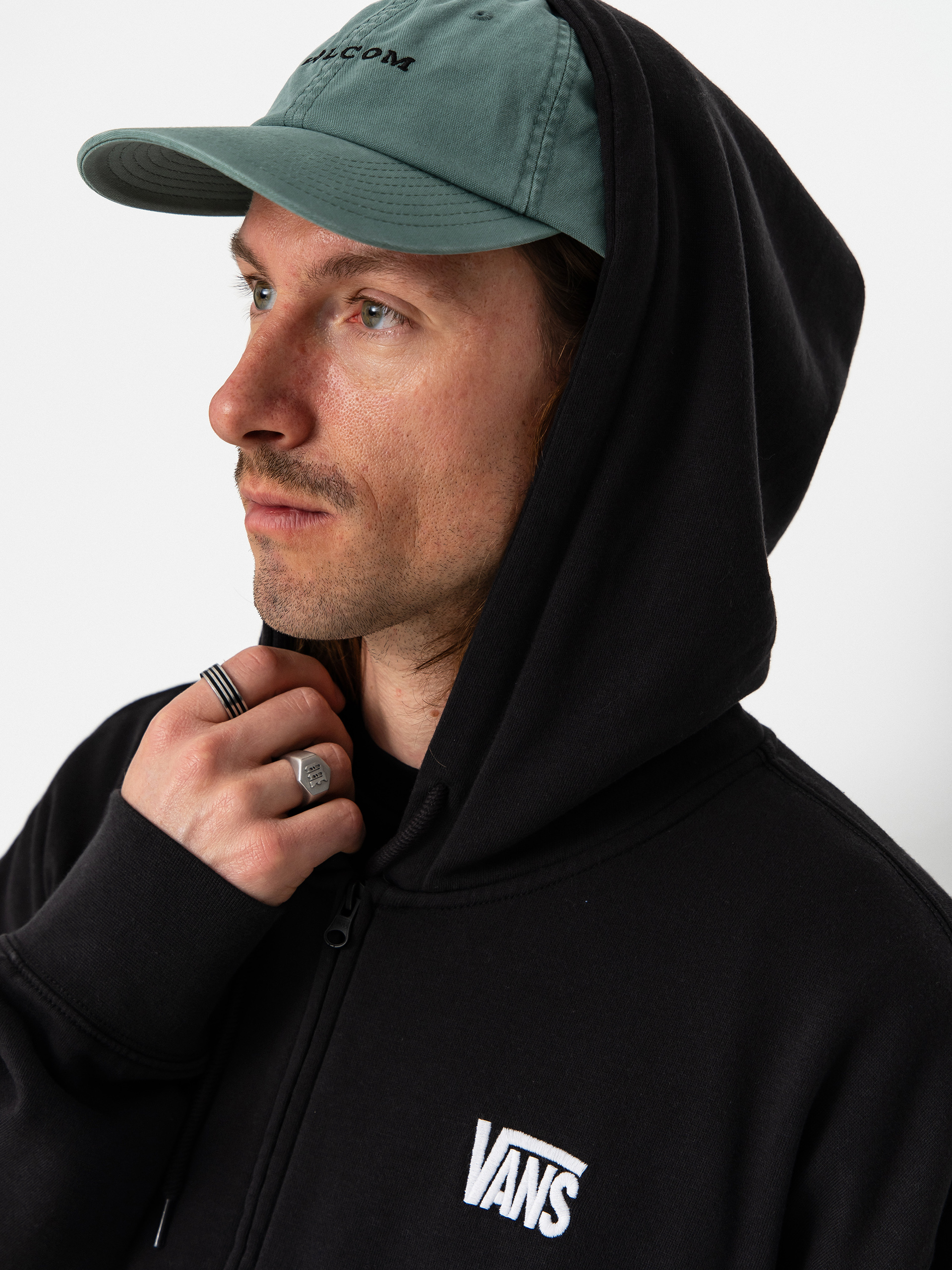 Vans Stretch Logo Full Zip Sweatshirt (black/white)