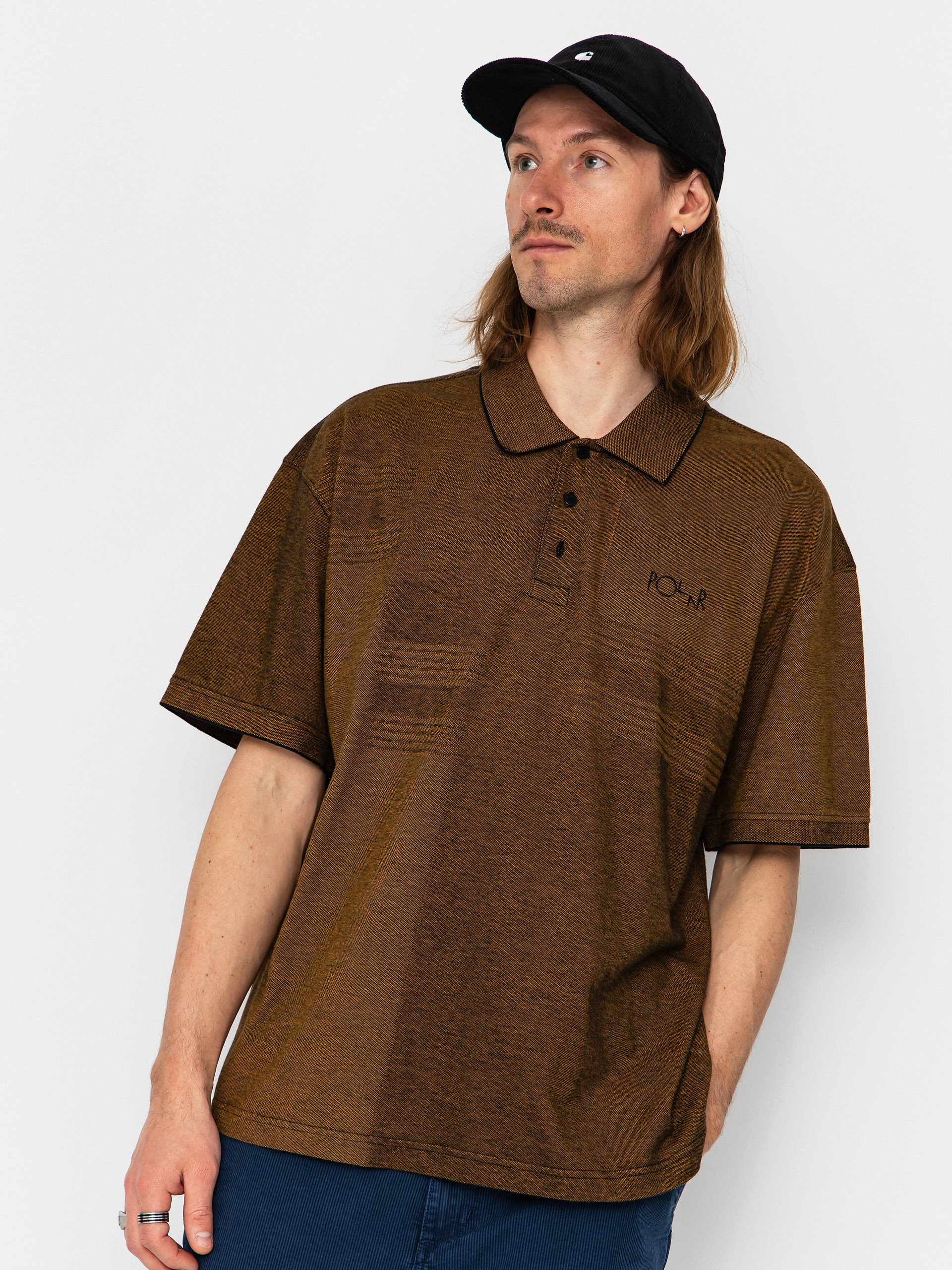Polar Skate Surf Pique Polo Shirt (black/caramel)