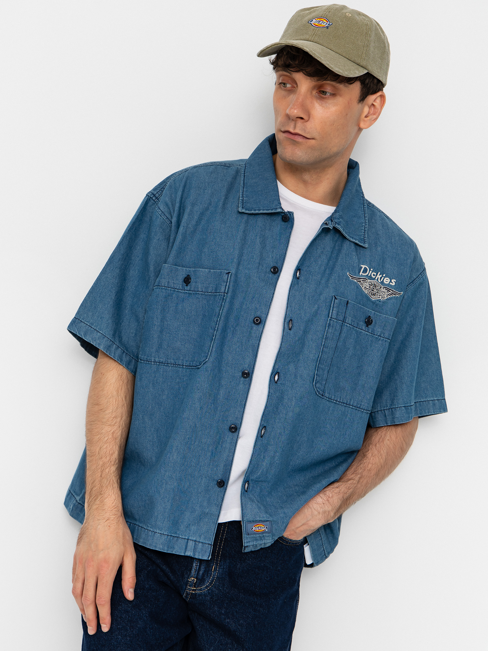 Dickies Shirt X Harley Davidson Boxy Chambray Work (blue chambray)