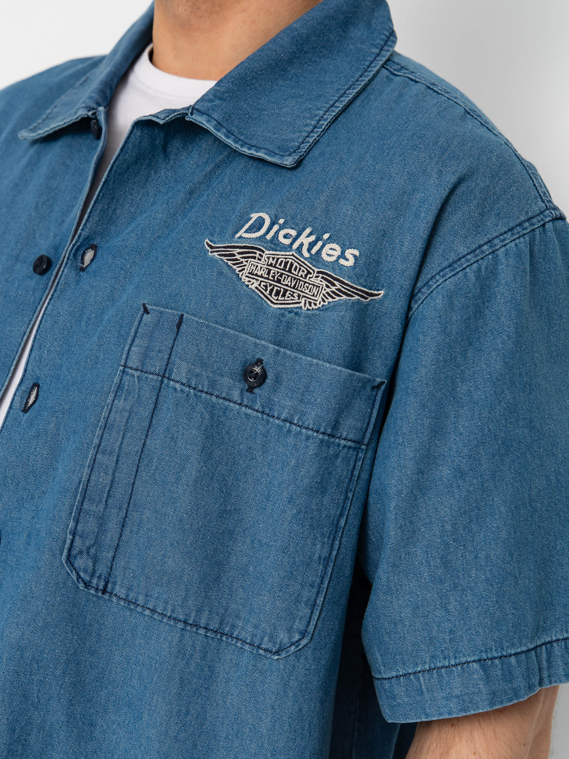 Dickies Hemd X Harley Davidson Boxy Chambray Work (blue chambray)