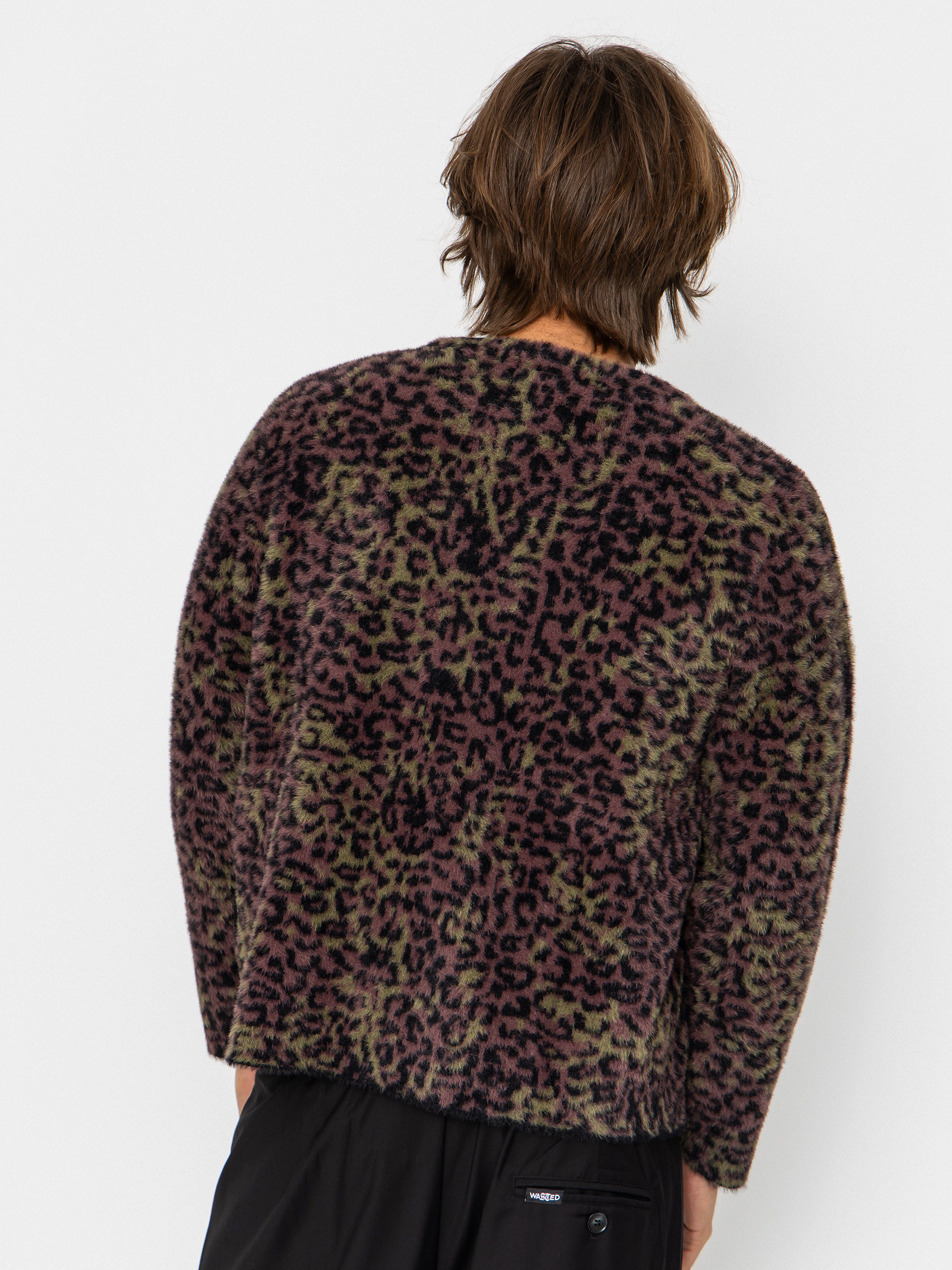 Wasted Paris Cheetah Cardigan Sweatshirt (fudge burgundy camo)