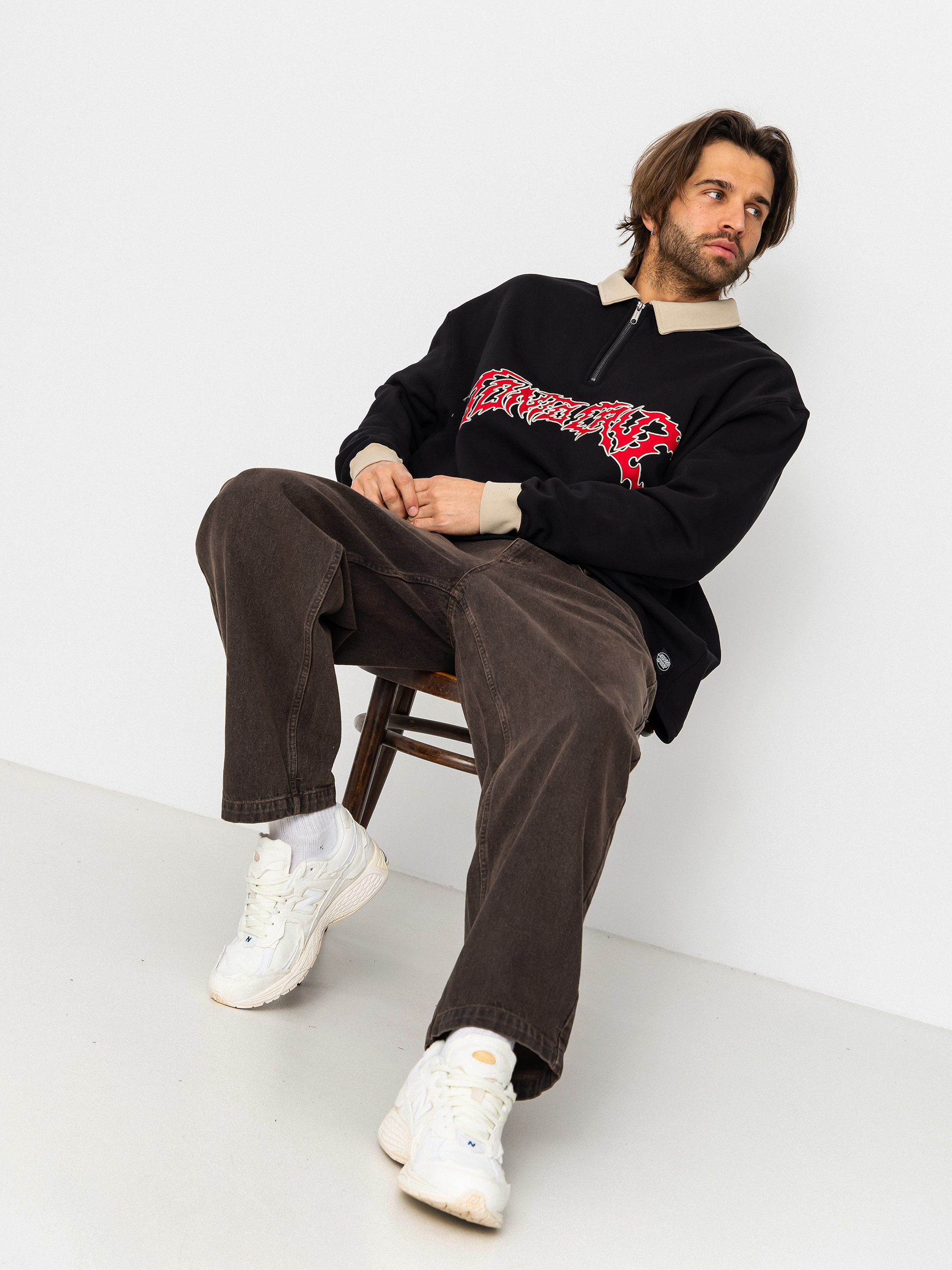 Santa Cruz Out Of Time Strip 1/4 Zip Sweatshirt (black)