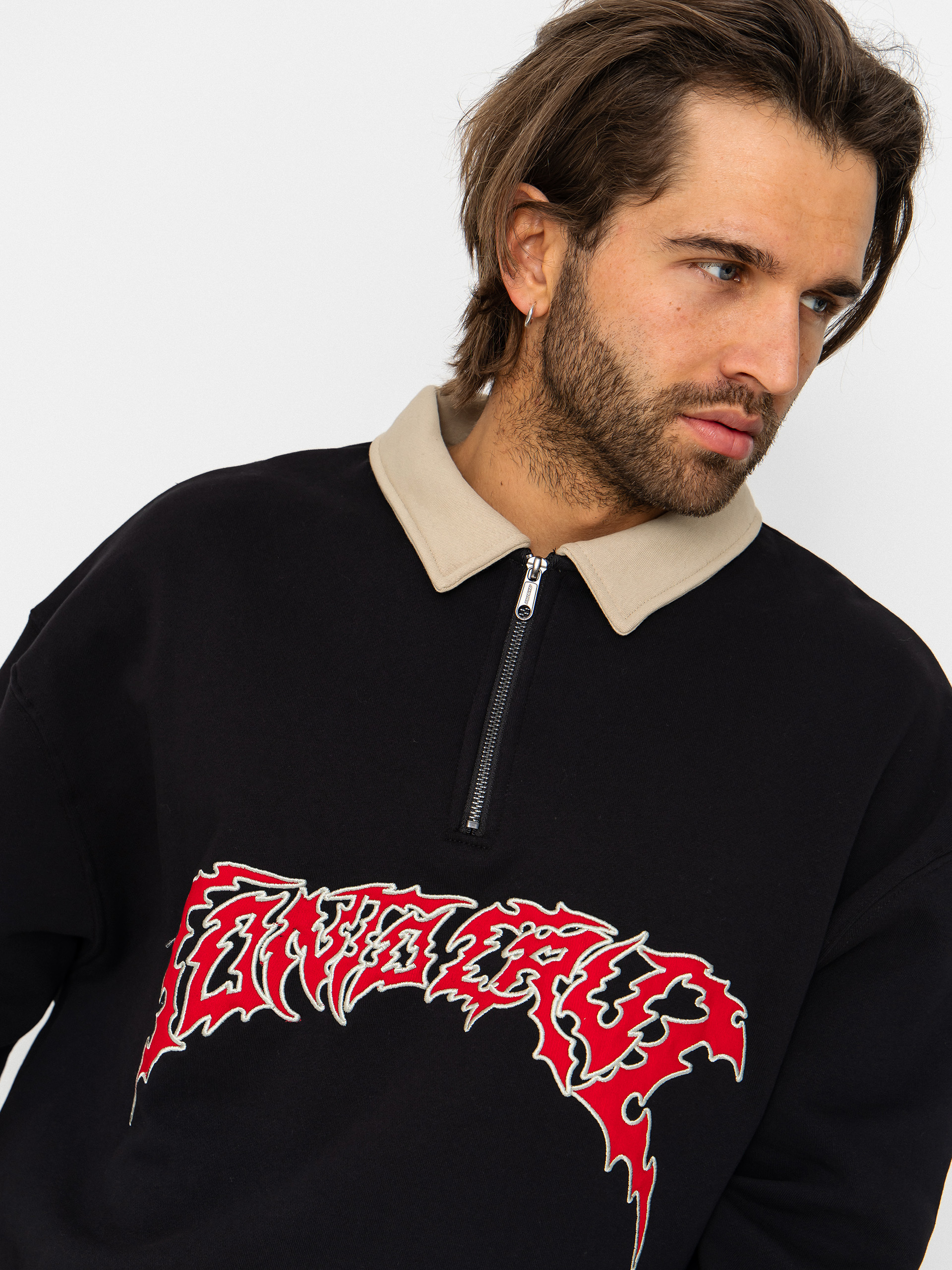 Santa Cruz Out Of Time Strip 1/4 Zip Sweatshirt (black)