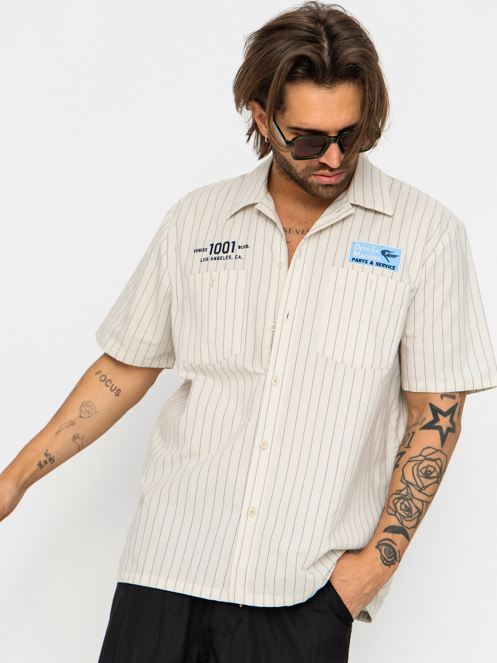 Deus Ex Machina Forecourt Stripe Hemd (dirty white)