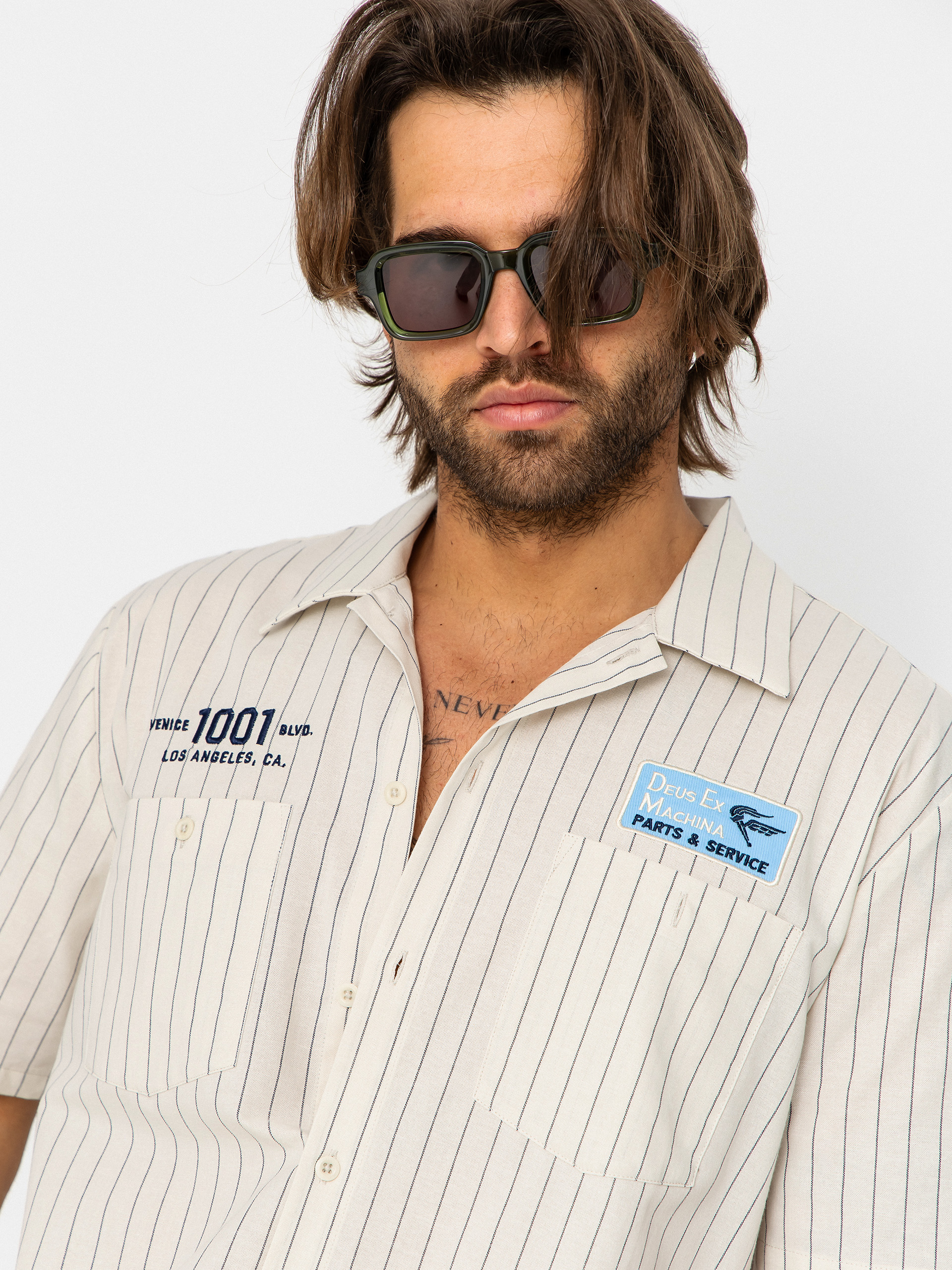 Deus Ex Machina Forecourt Stripe Hemd (dirty white)