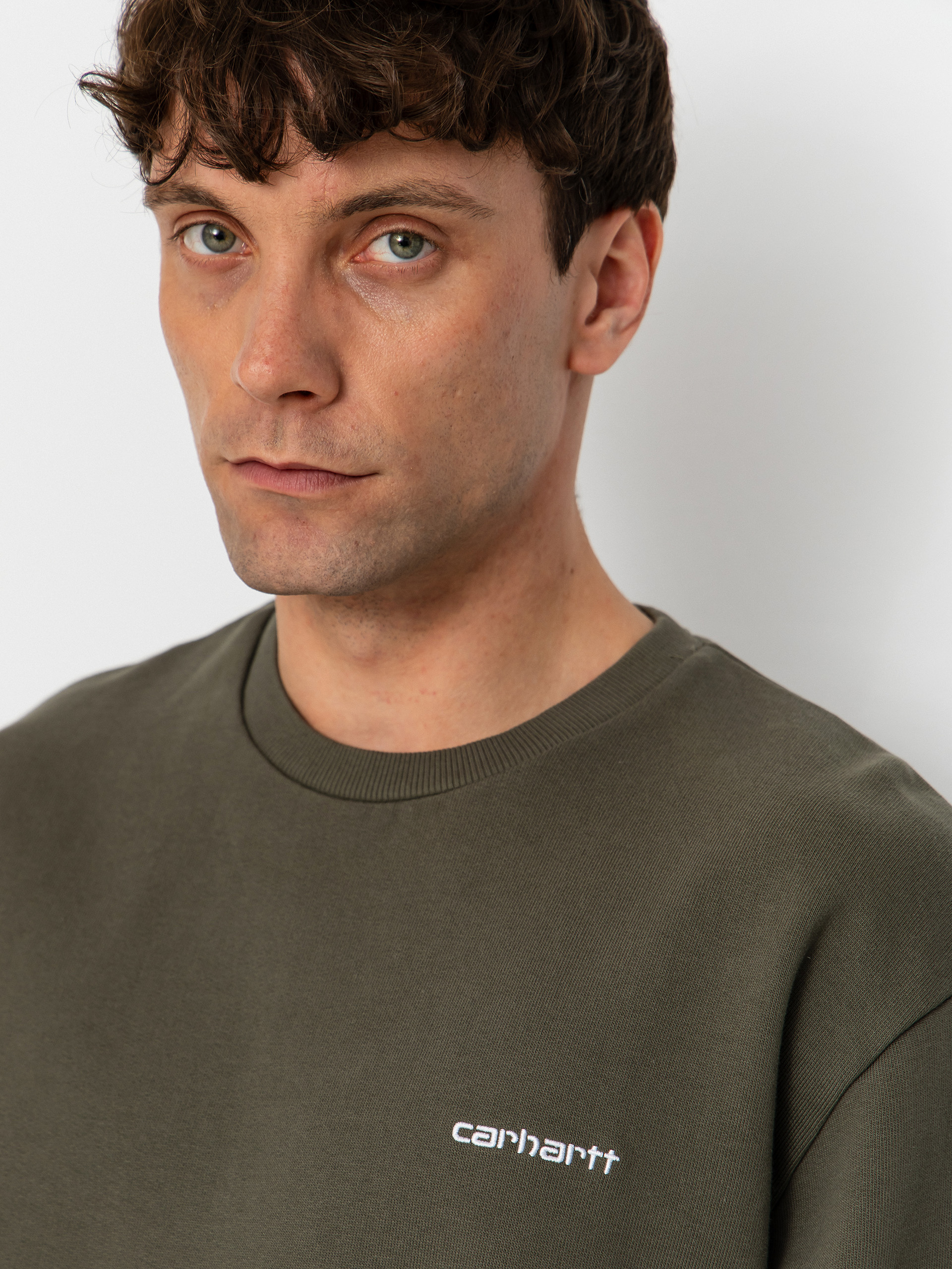 Carhartt WIP Sweatshirt Script Embroidery (leaf/white)