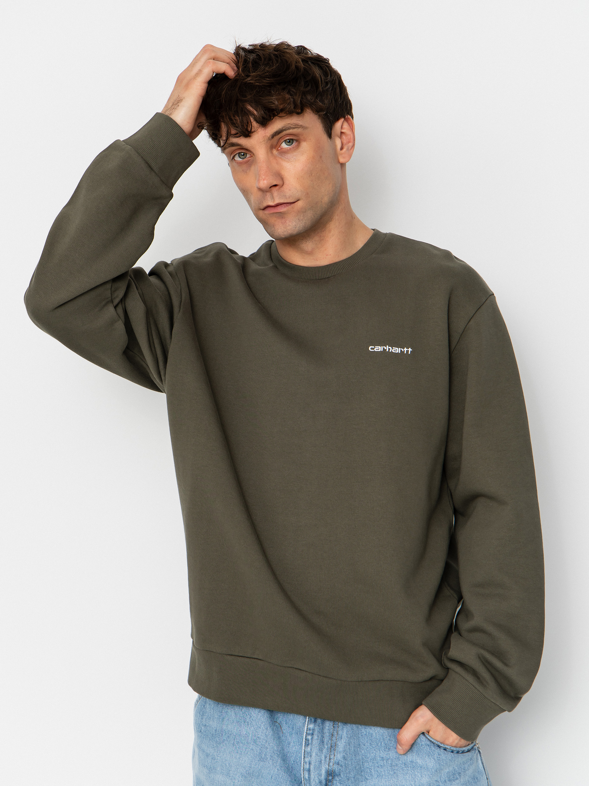Carhartt WIP Sweatshirt Script Embroidery (leaf/white)