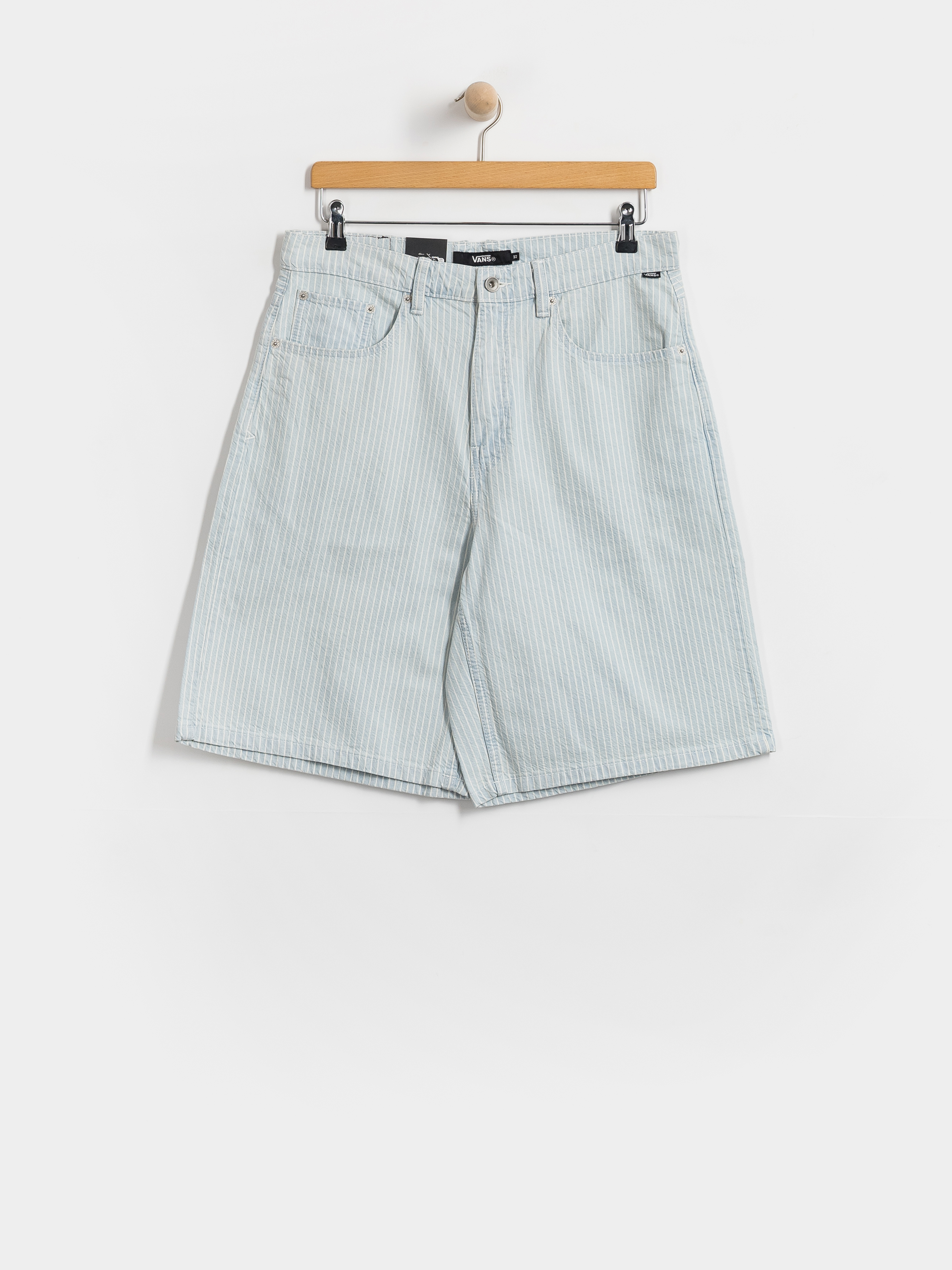 Vans Check 5 Baggy Striped Denim Shorts (blue ice stripe)