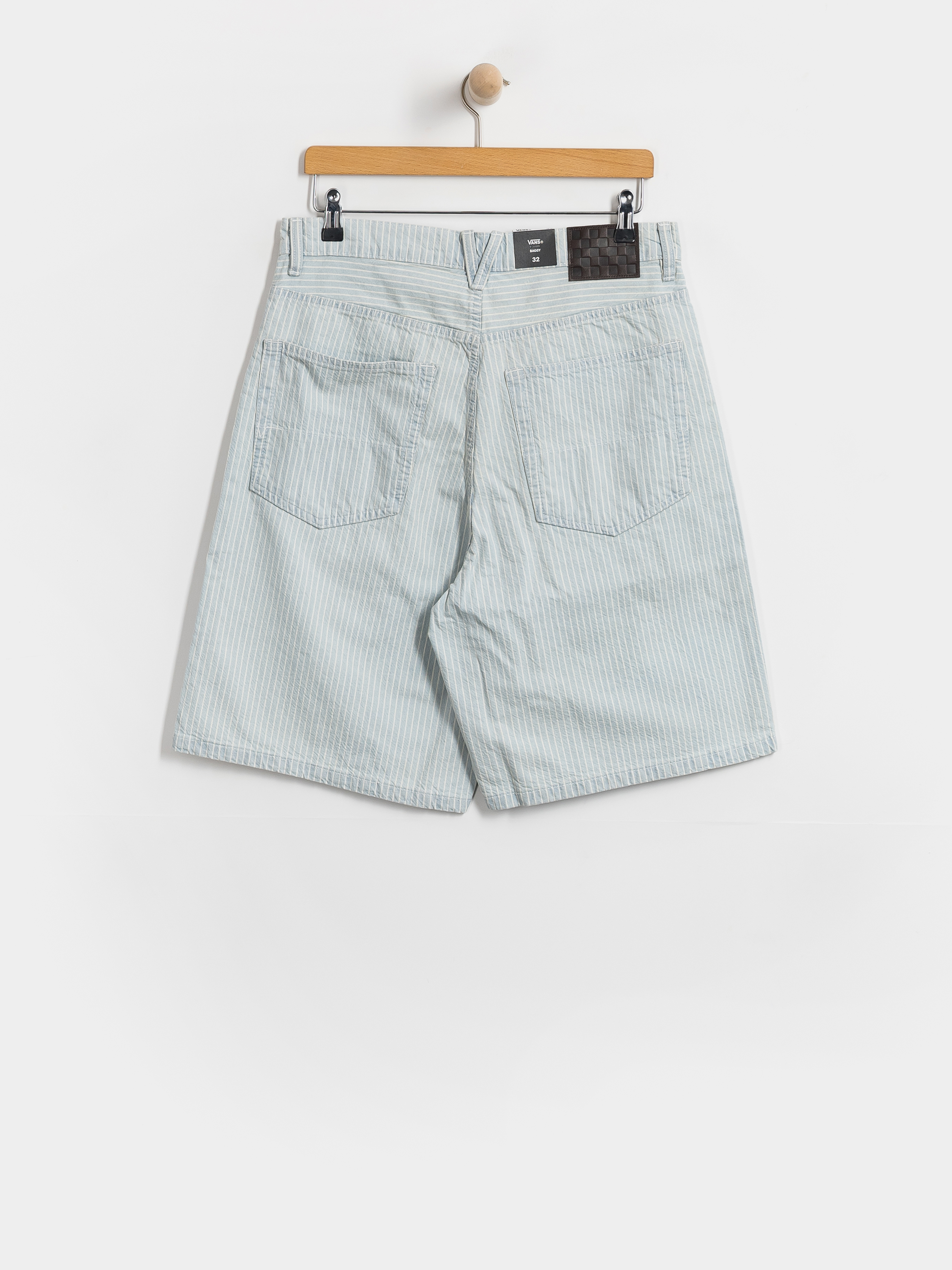 Vans Check 5 Baggy Striped Denim Shorts (blue ice stripe)