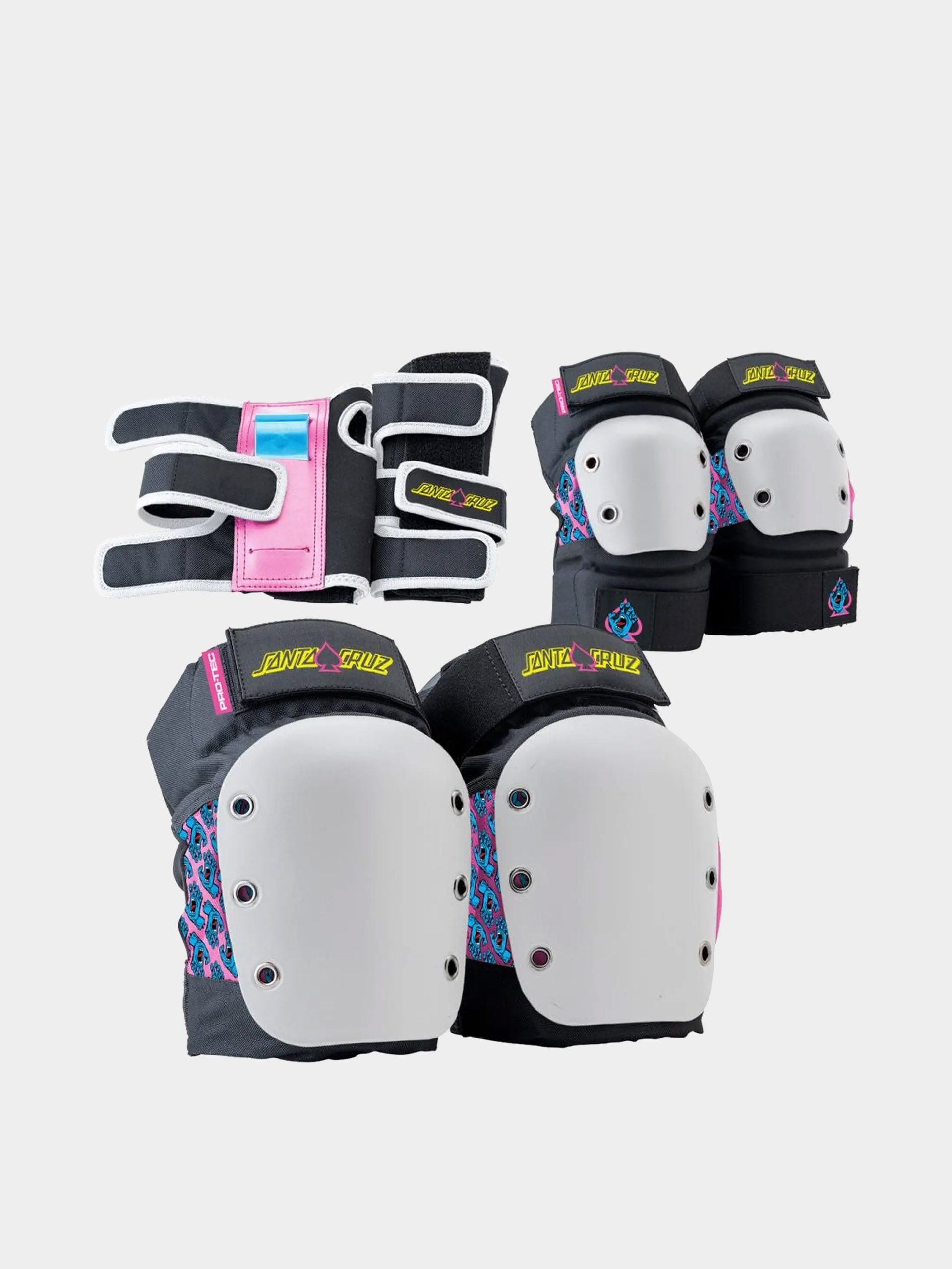 Pro Tec Protectors Street 3 Pk Pad Set Santa Cruz (black/white/pink)