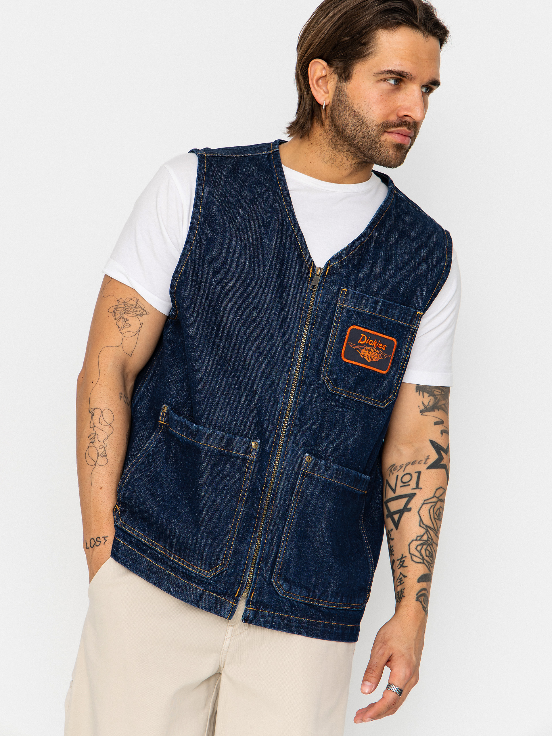 Dickies Weste X Harley Davidson Denim (rinsed indigo blue)