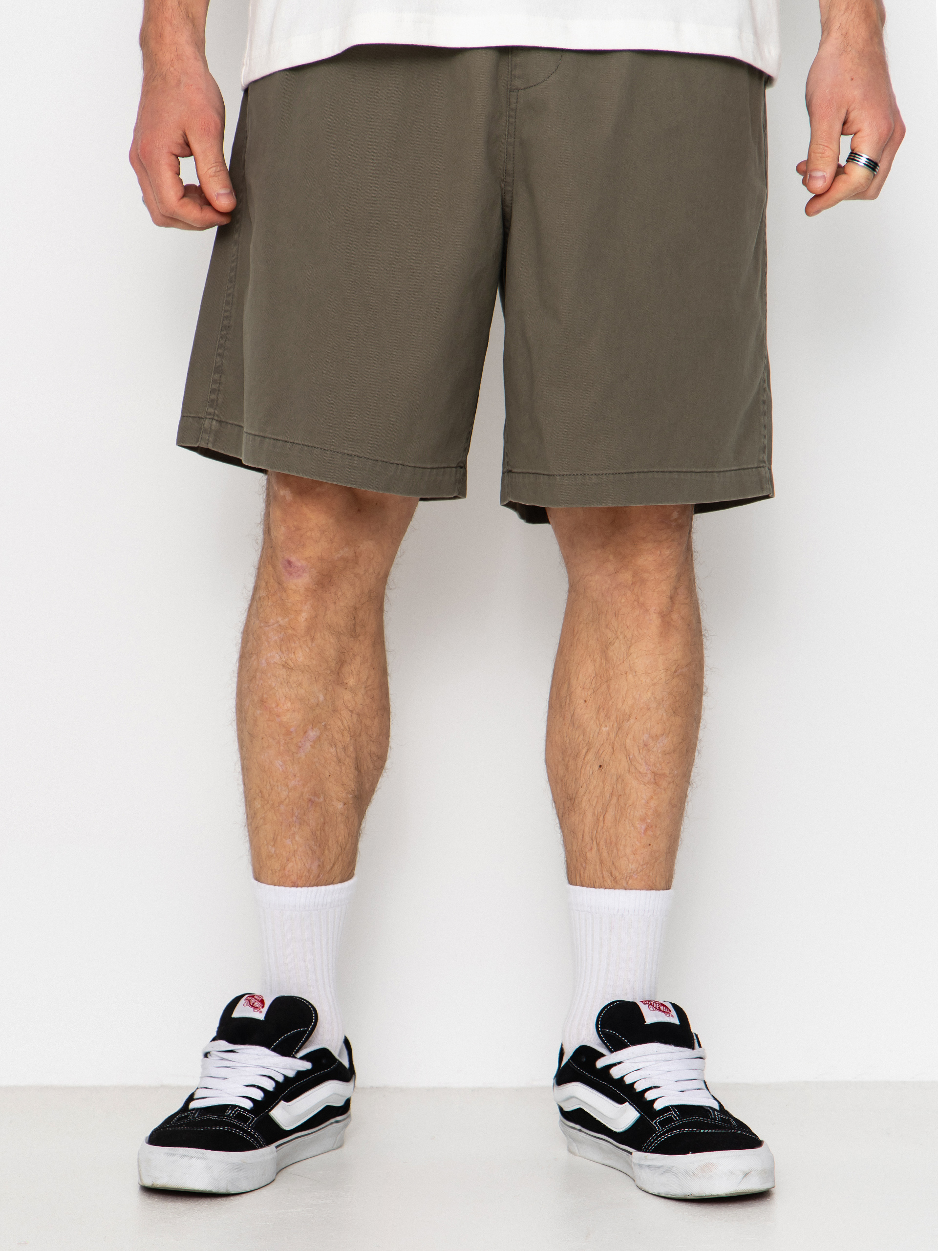 OBEY Theo Easy Shorts (smokey olive faded wash)