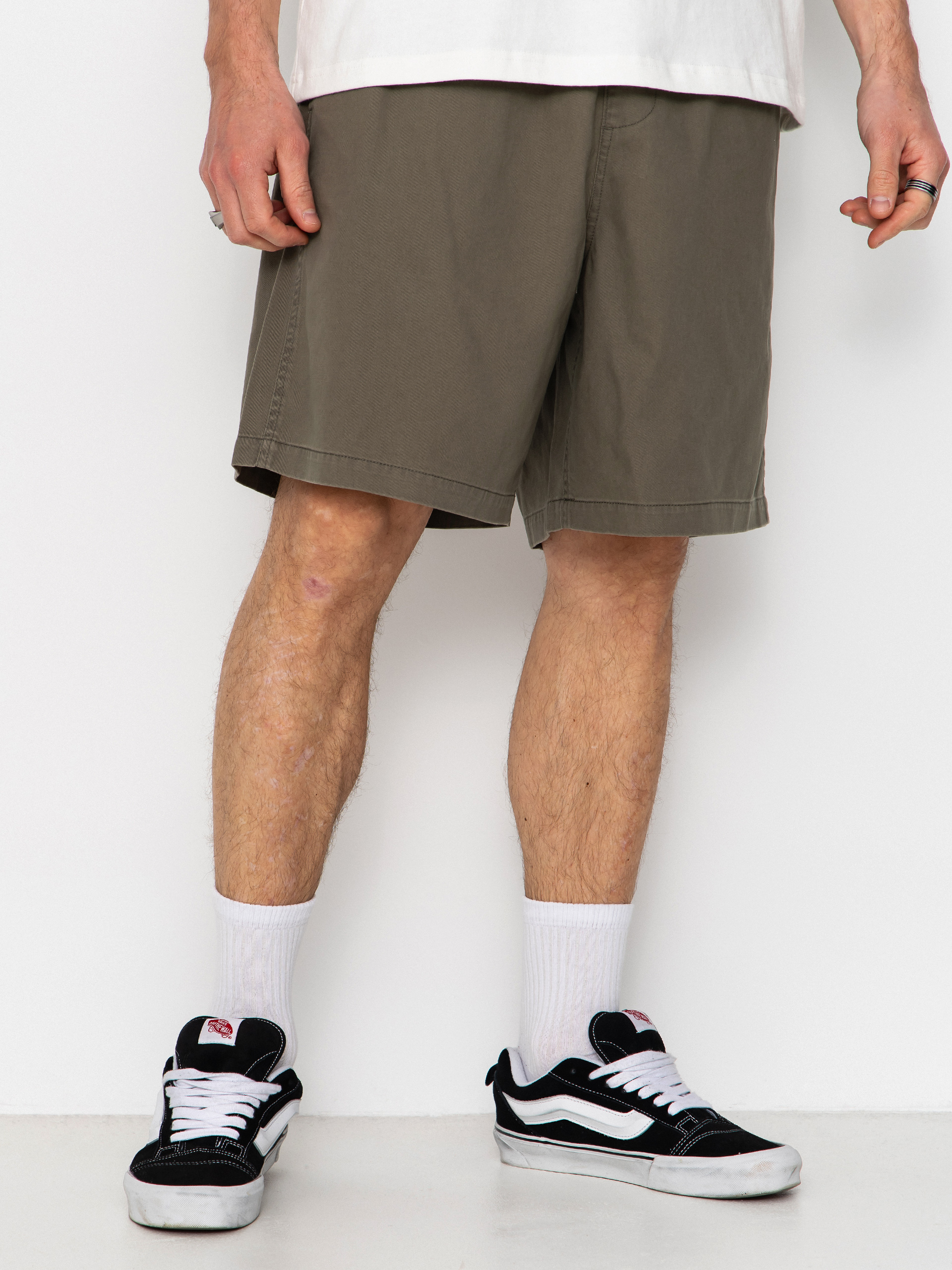 OBEY Theo Easy Shorts (smokey olive faded wash)