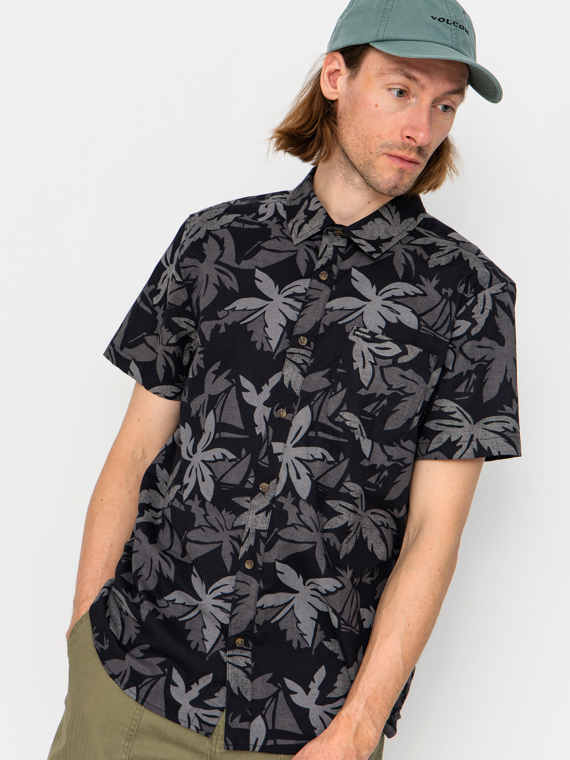 Brixton Charter Print Shirt (black/trooper/future grey palm)