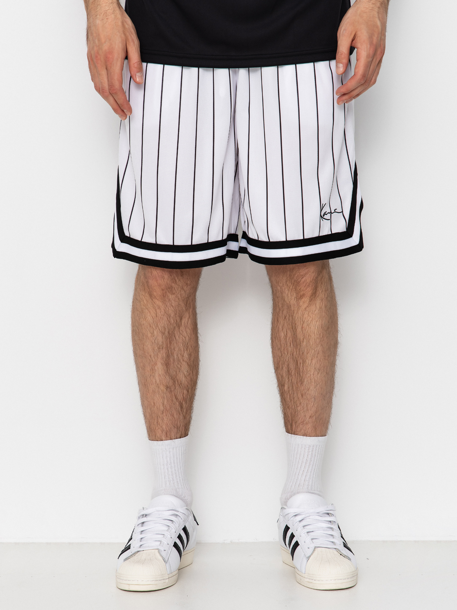 Karl Kani Shorts Small Signature Pinstripe Mesh
