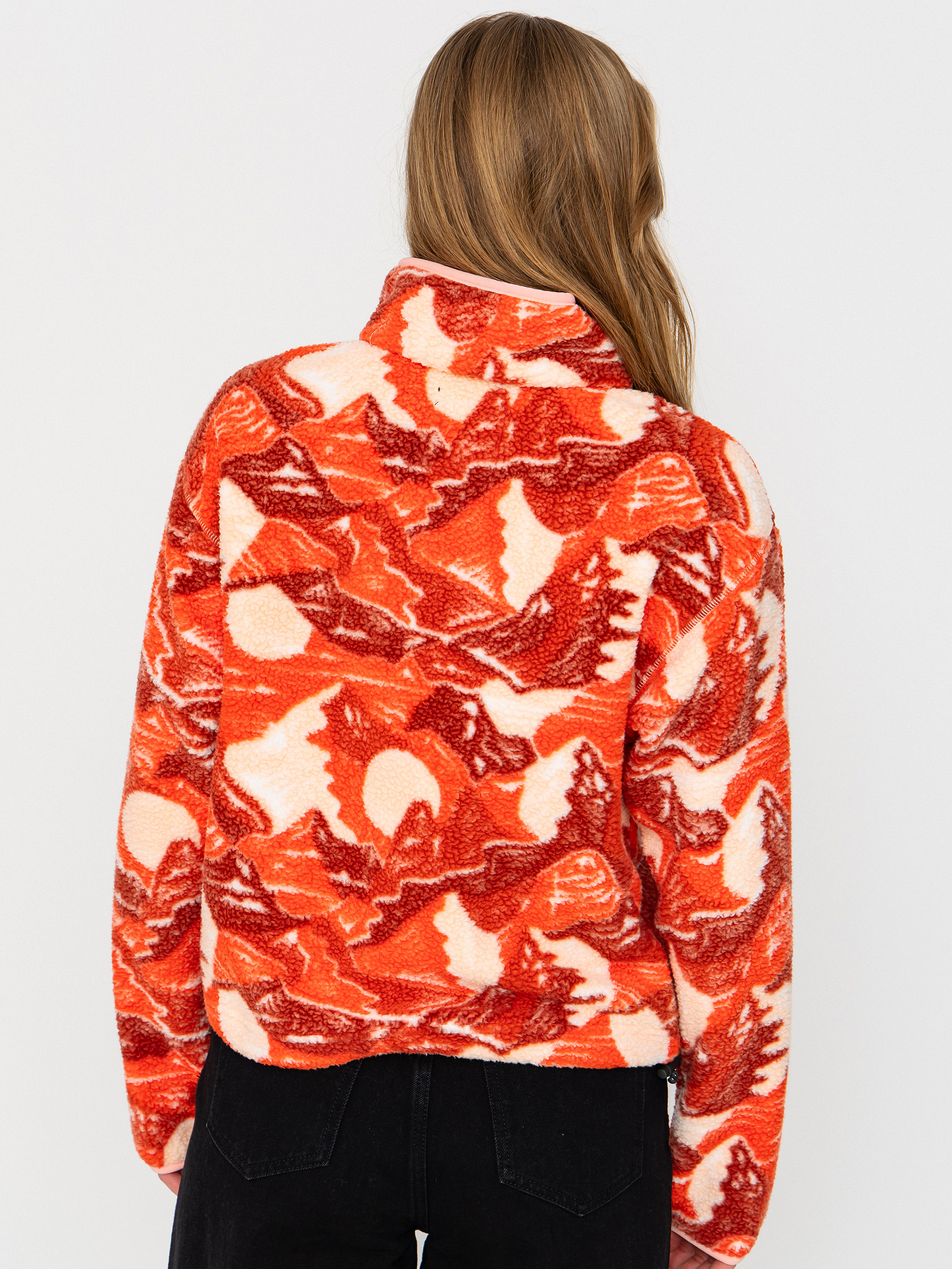 Columbia Helvetia II Printed Cropped Half Snap Wmn Fleece - red