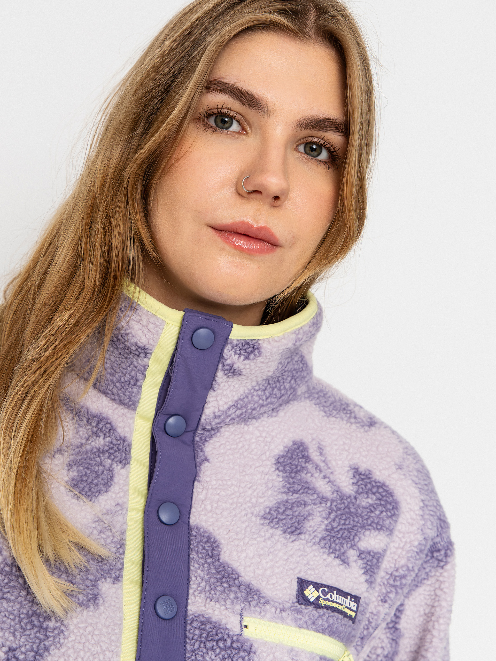 Columbia Helvetia II Printed Cropped Half Snap Wmn Fleece - violet