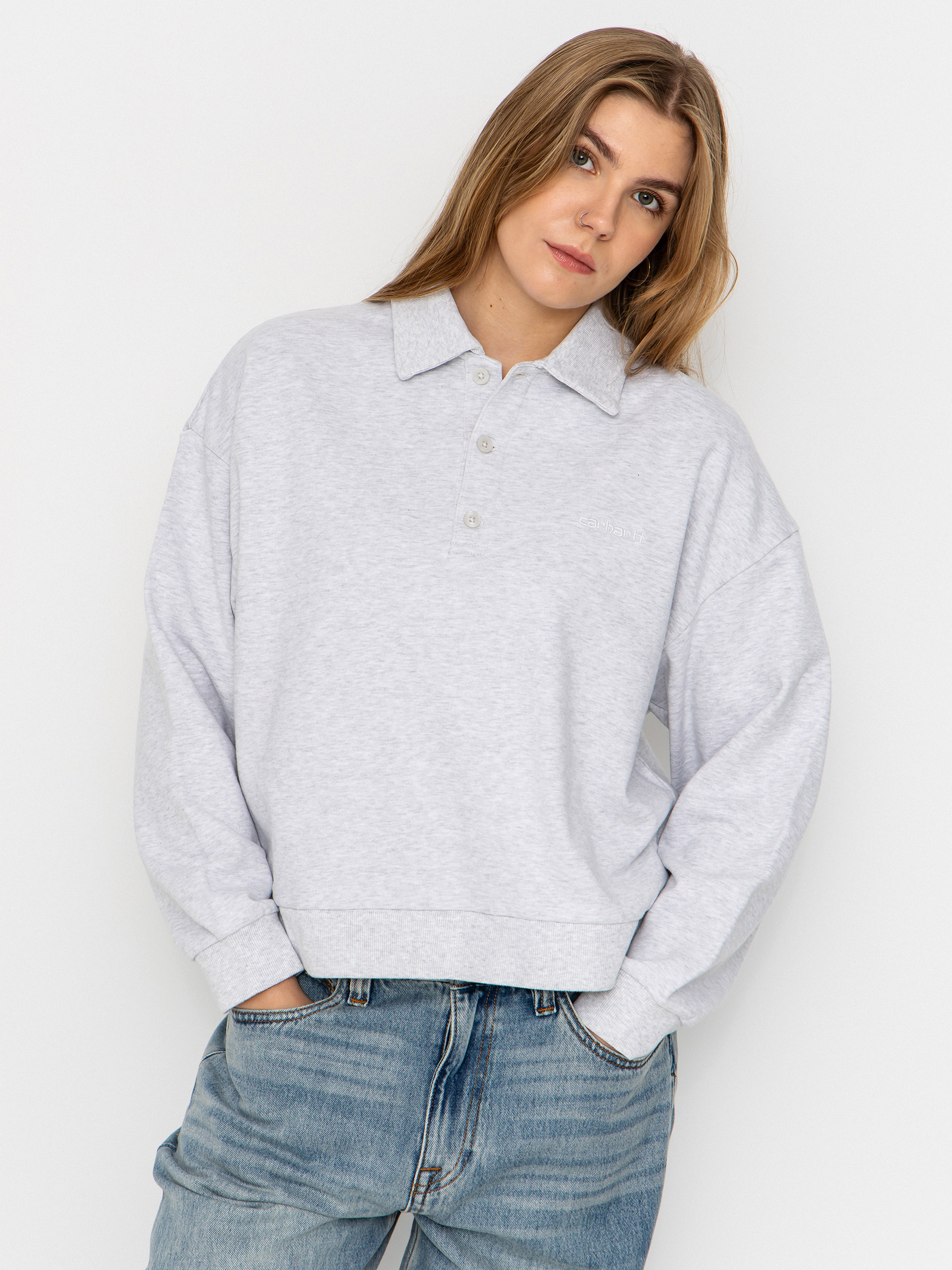 Carhartt WIP Brenta Polo Wmn Sweatshirt (ash heather/white)
