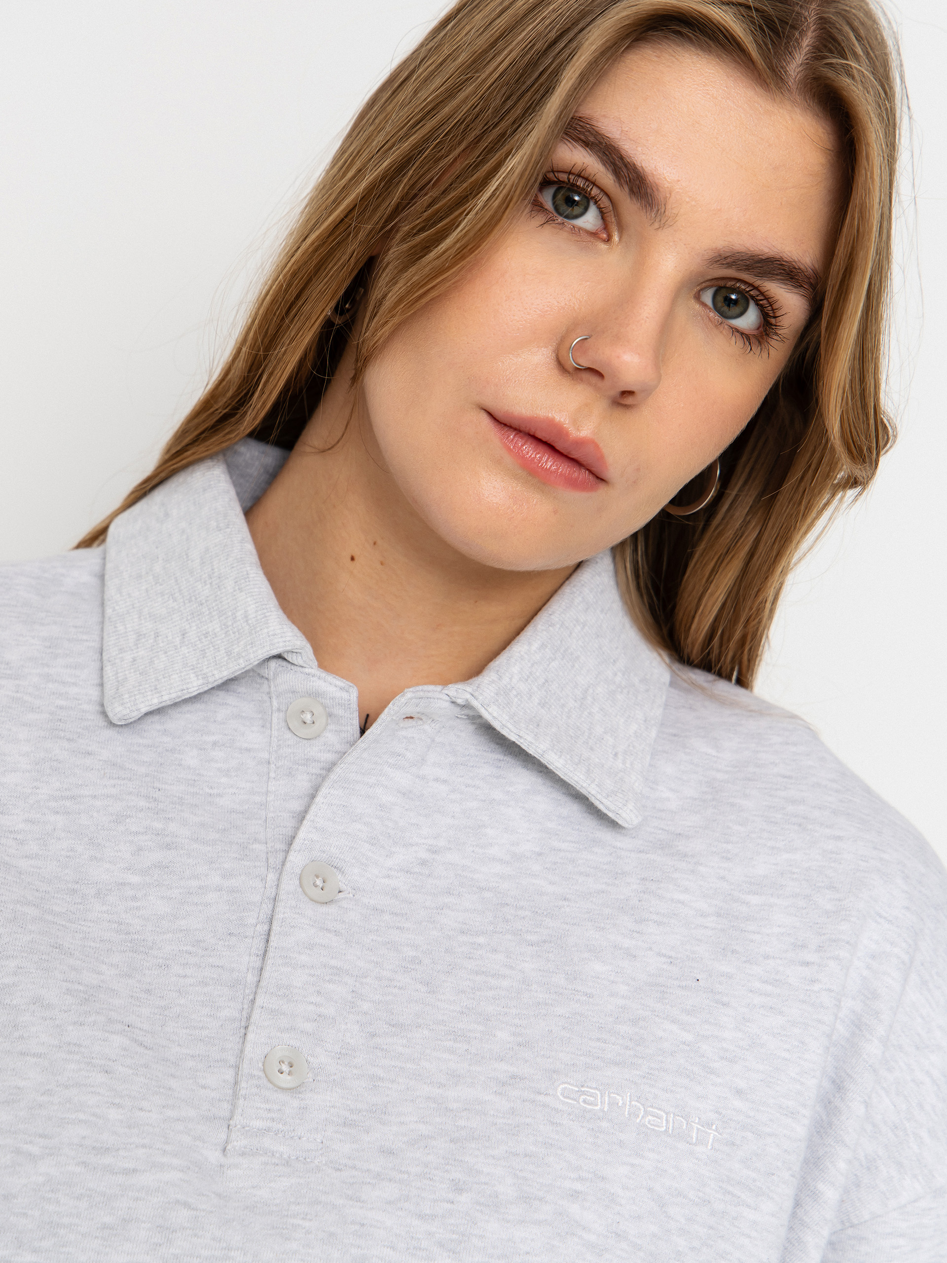 Carhartt WIP Brenta Polo Wmn Sweatshirt (ash heather/white)
