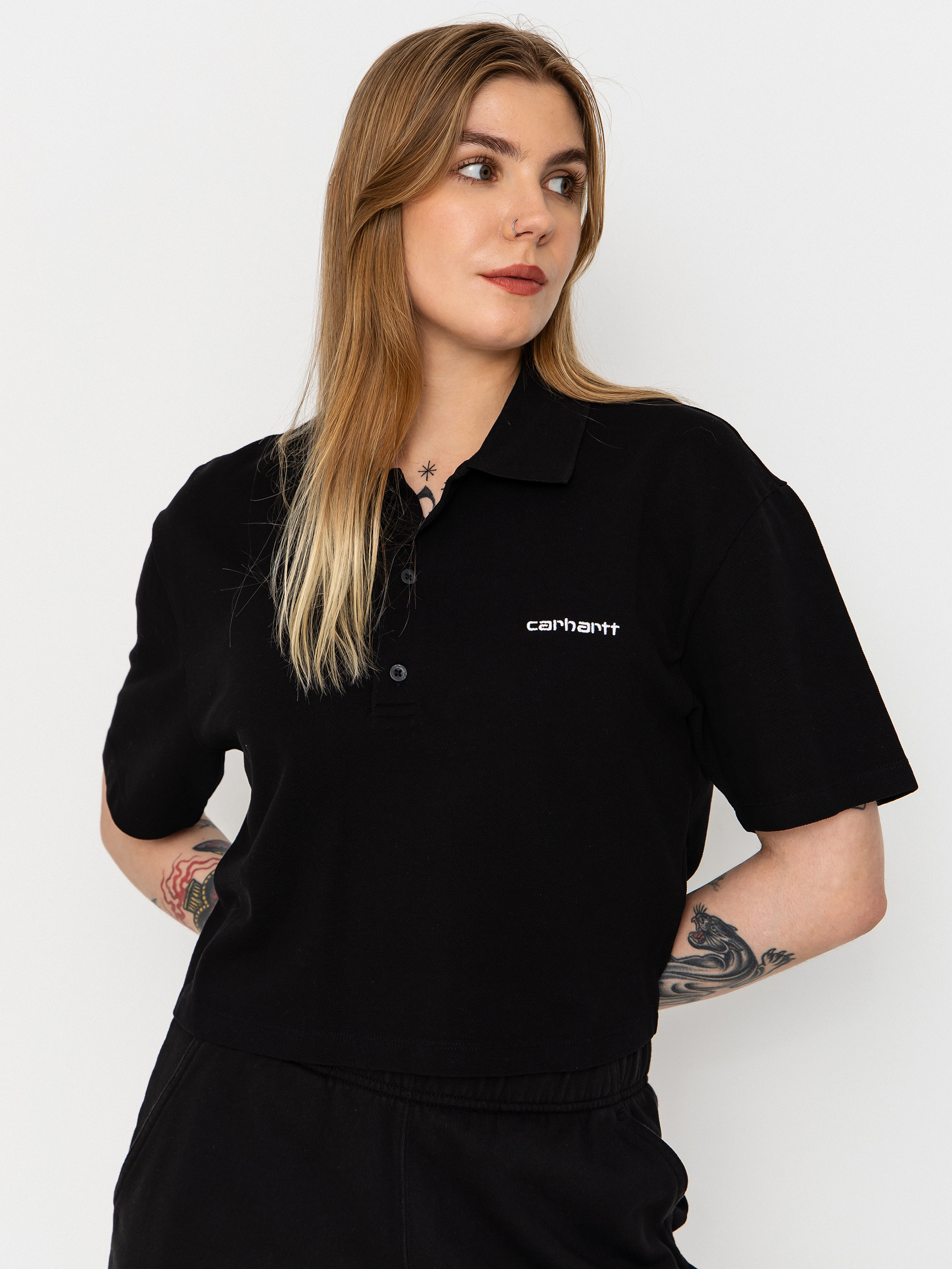 Carhartt WIP T-Shirt Script Polo Wmn (black/white)