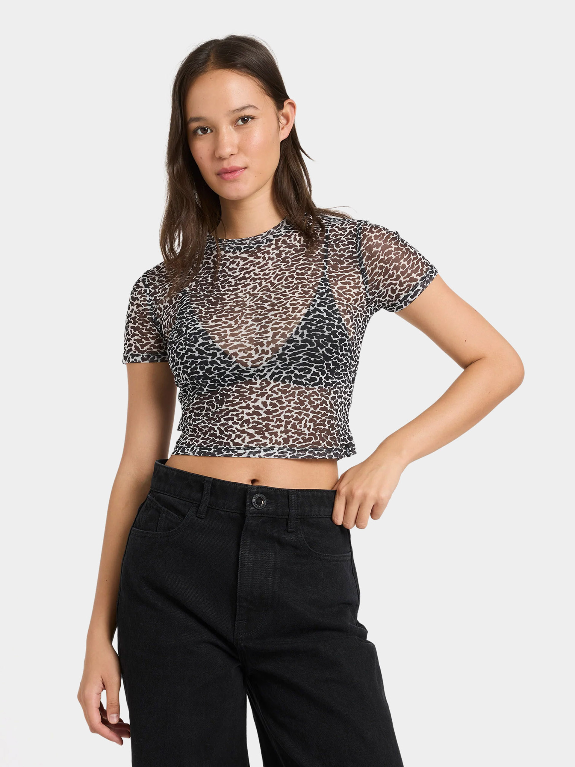 Volcom T-Shirt Rawly Knit Mesh Wmn (black white)