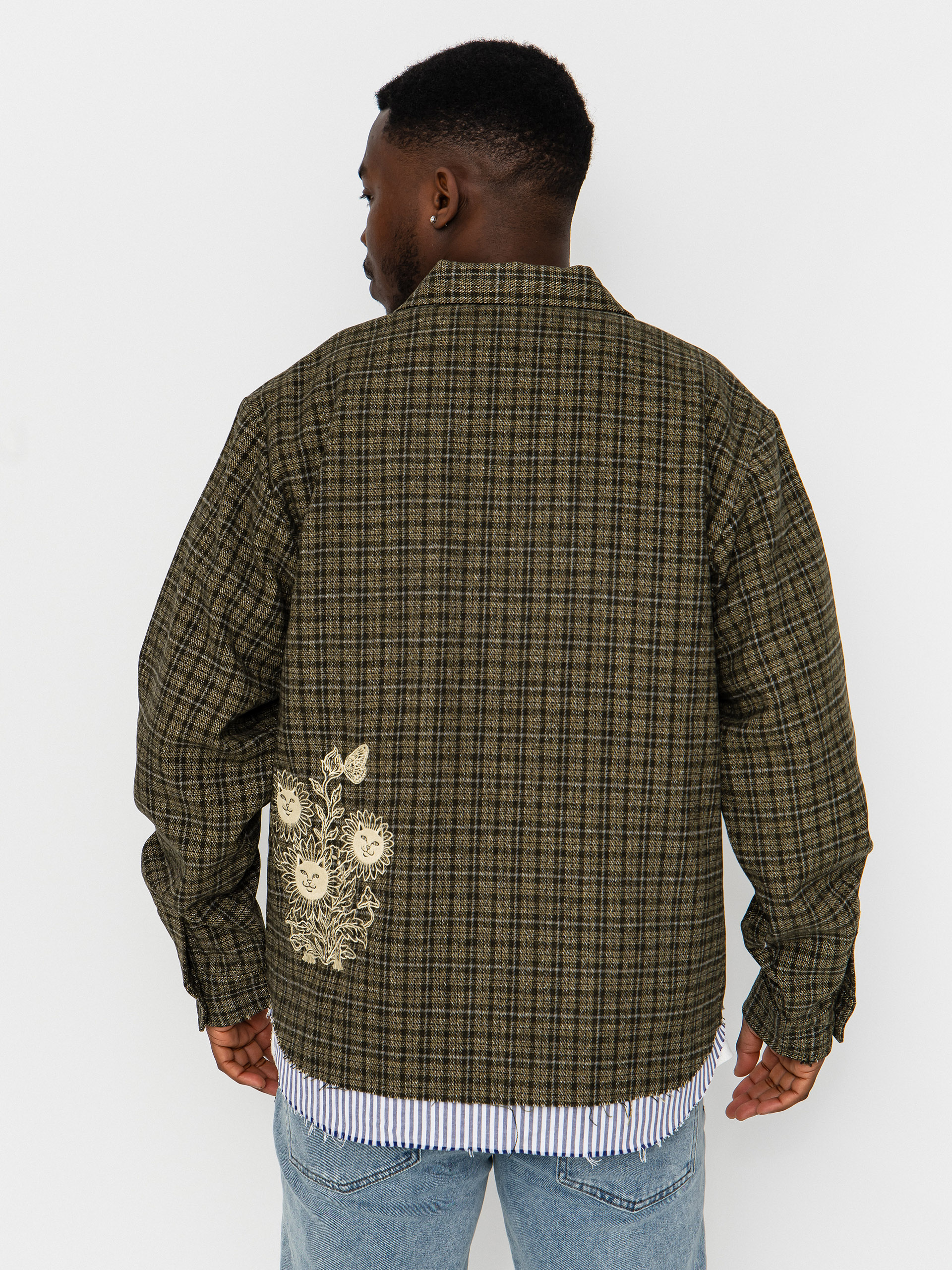RipNDip Where The Flowers Bloom Flannel Jacke (olive)