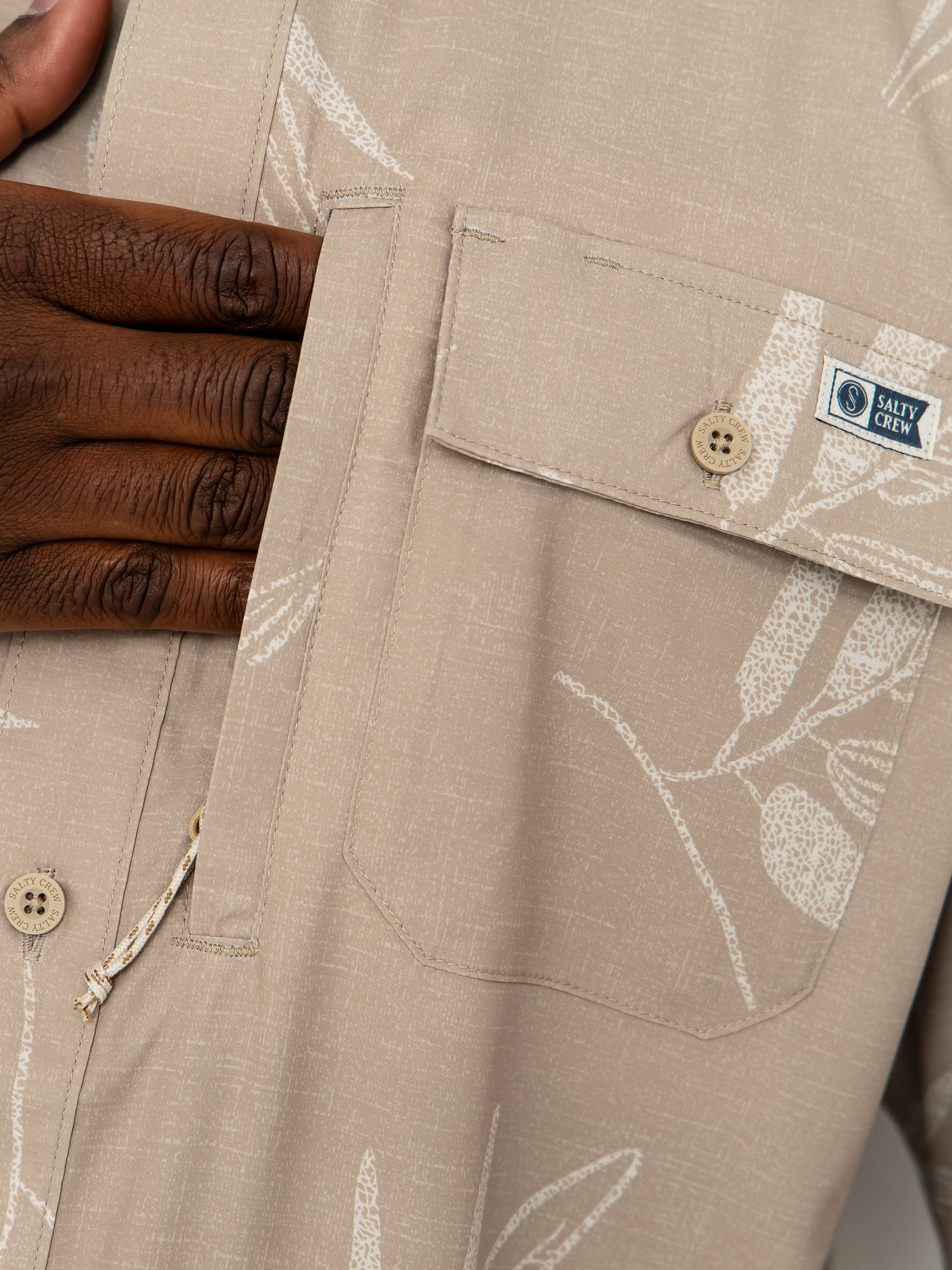Salty Crew Shirt Flagship Uv Button Up (dark khaki)