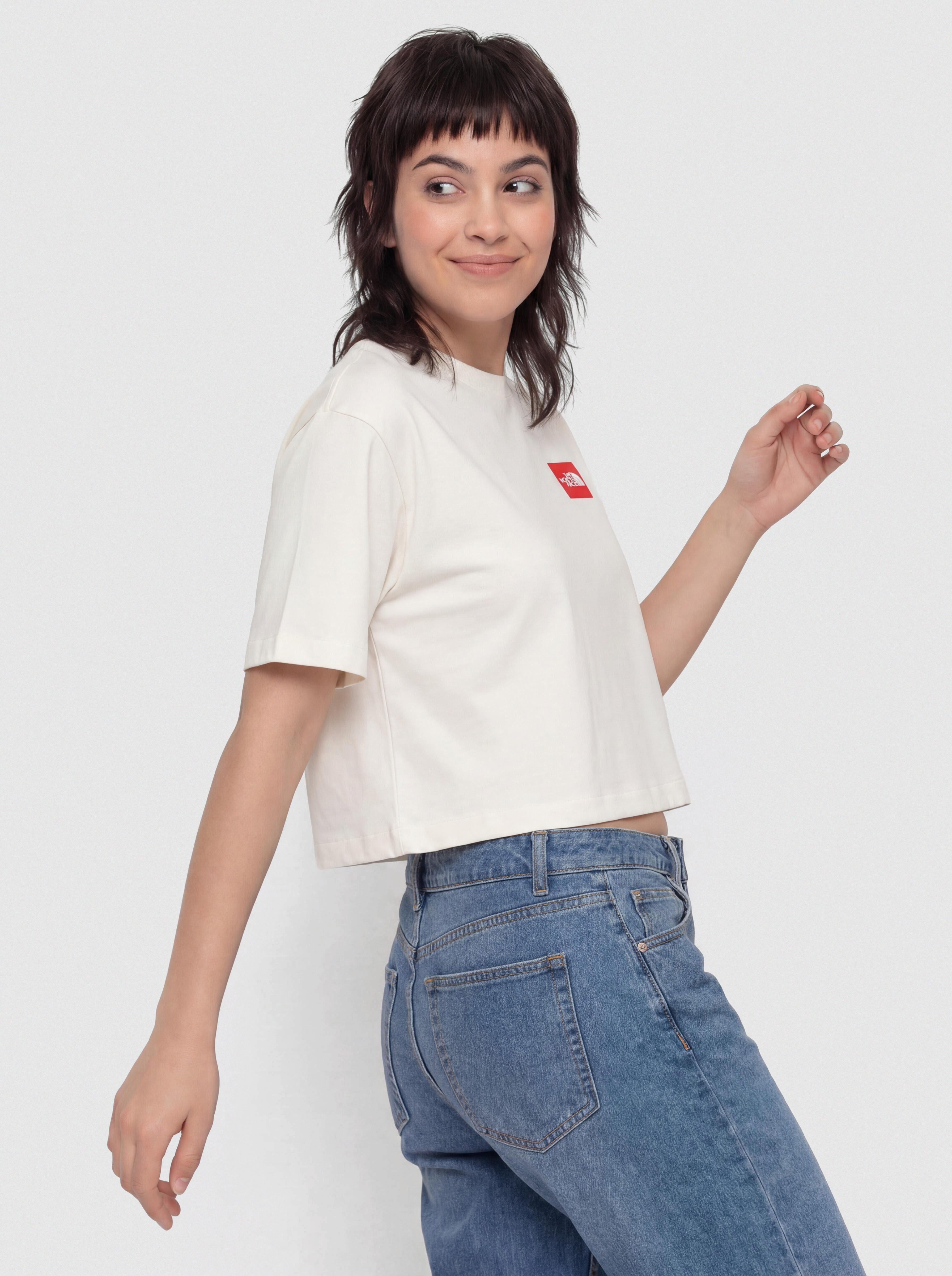The North Face T-Shirt Tnf Red Box Boxy Wmn (white dune)