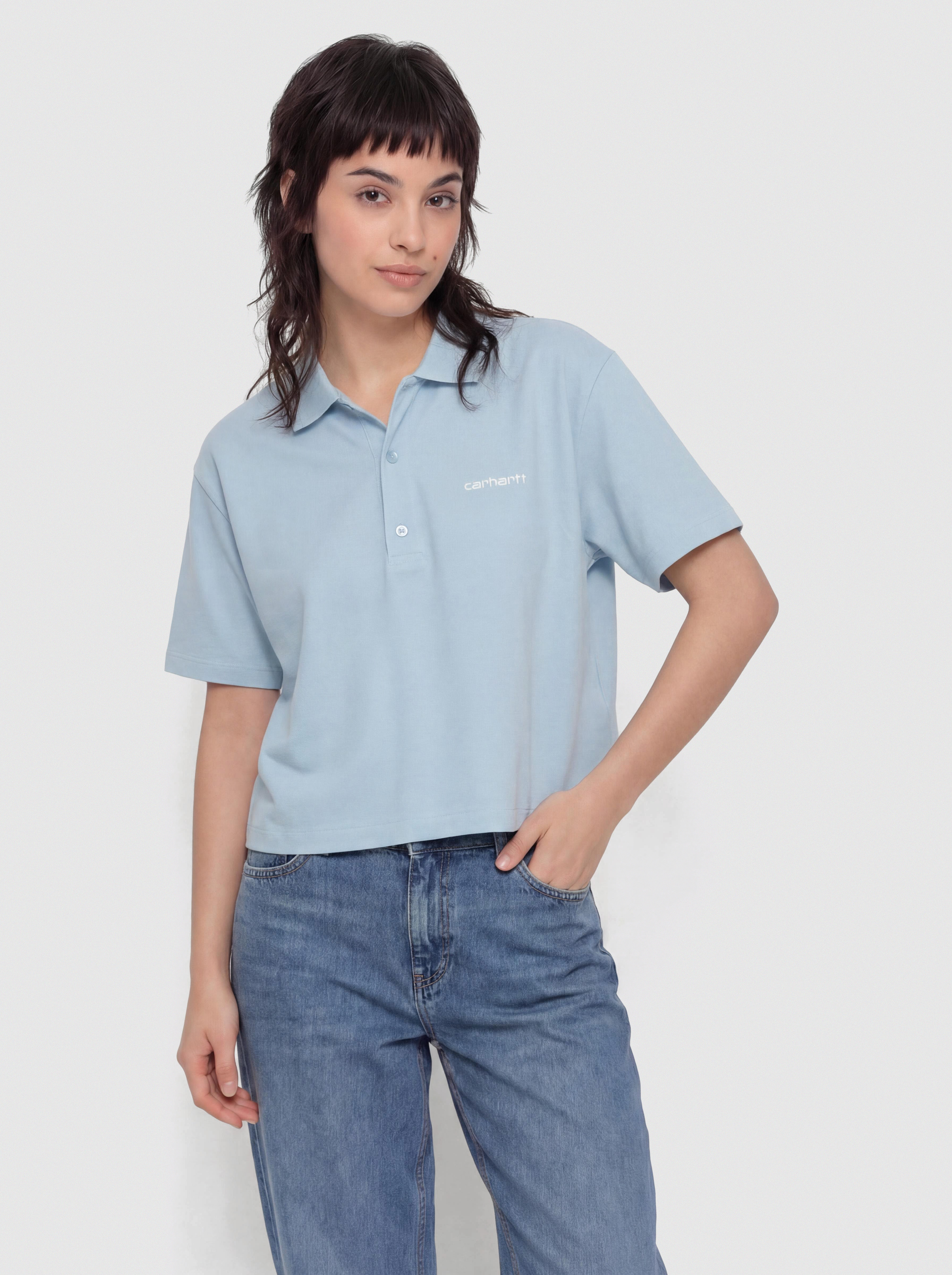 Carhartt WIP T-Shirt Script Polo Wmn (icaria/white)