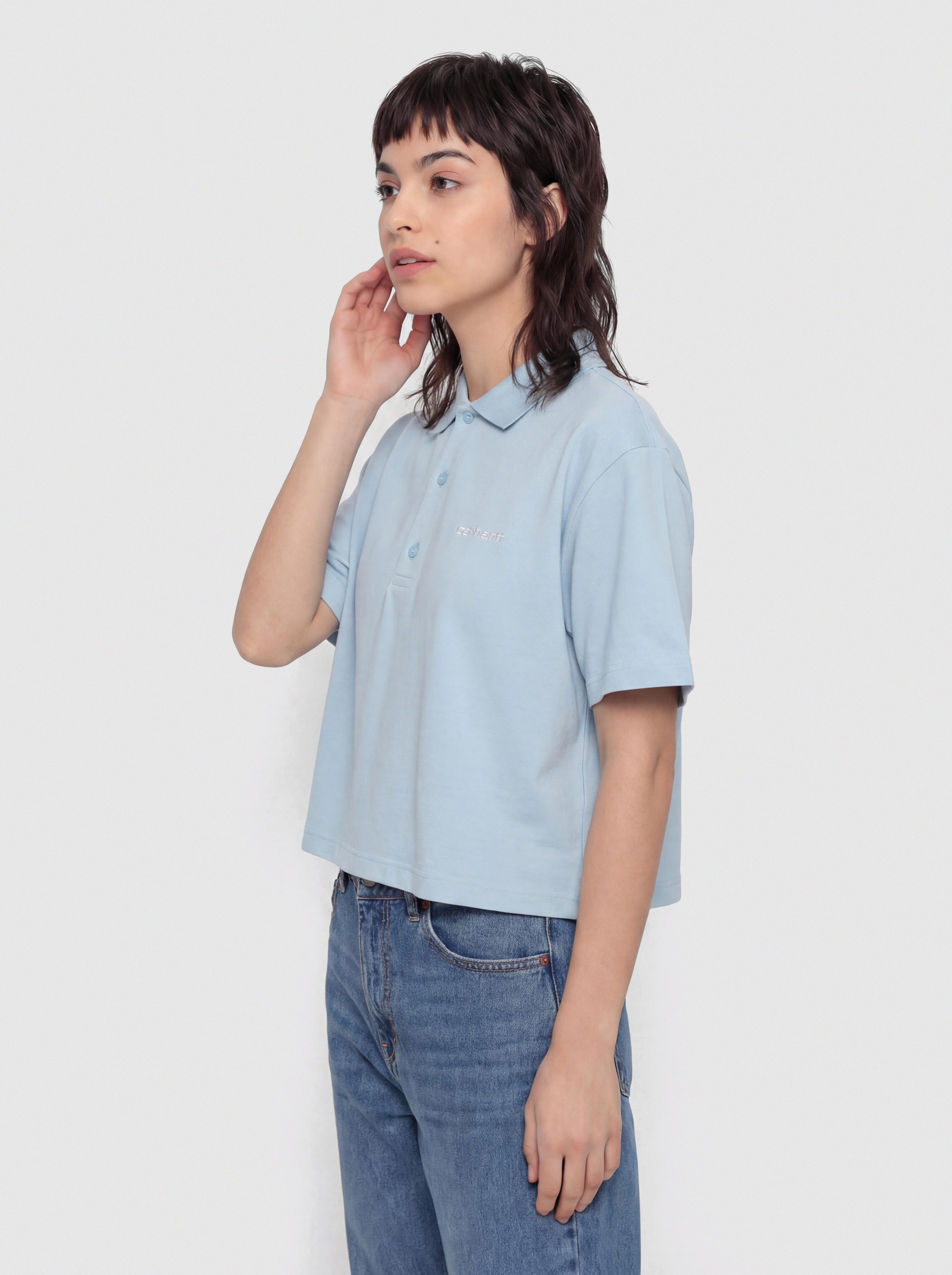 Carhartt WIP T-Shirt Script Polo Wmn (icaria/white)