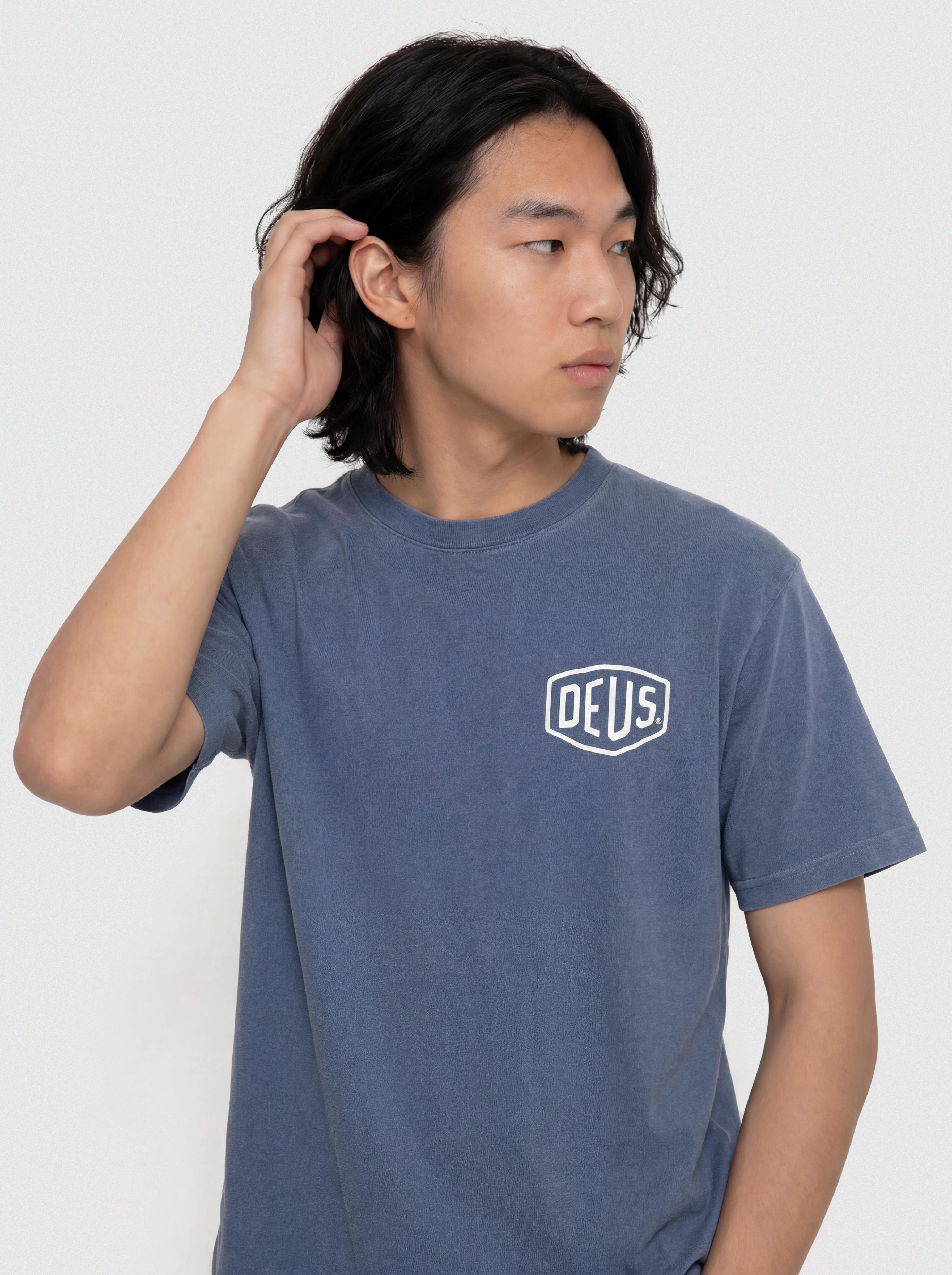 Deus Ex Machina T-Shirt Shield Garment Dyed (mechanic blue)