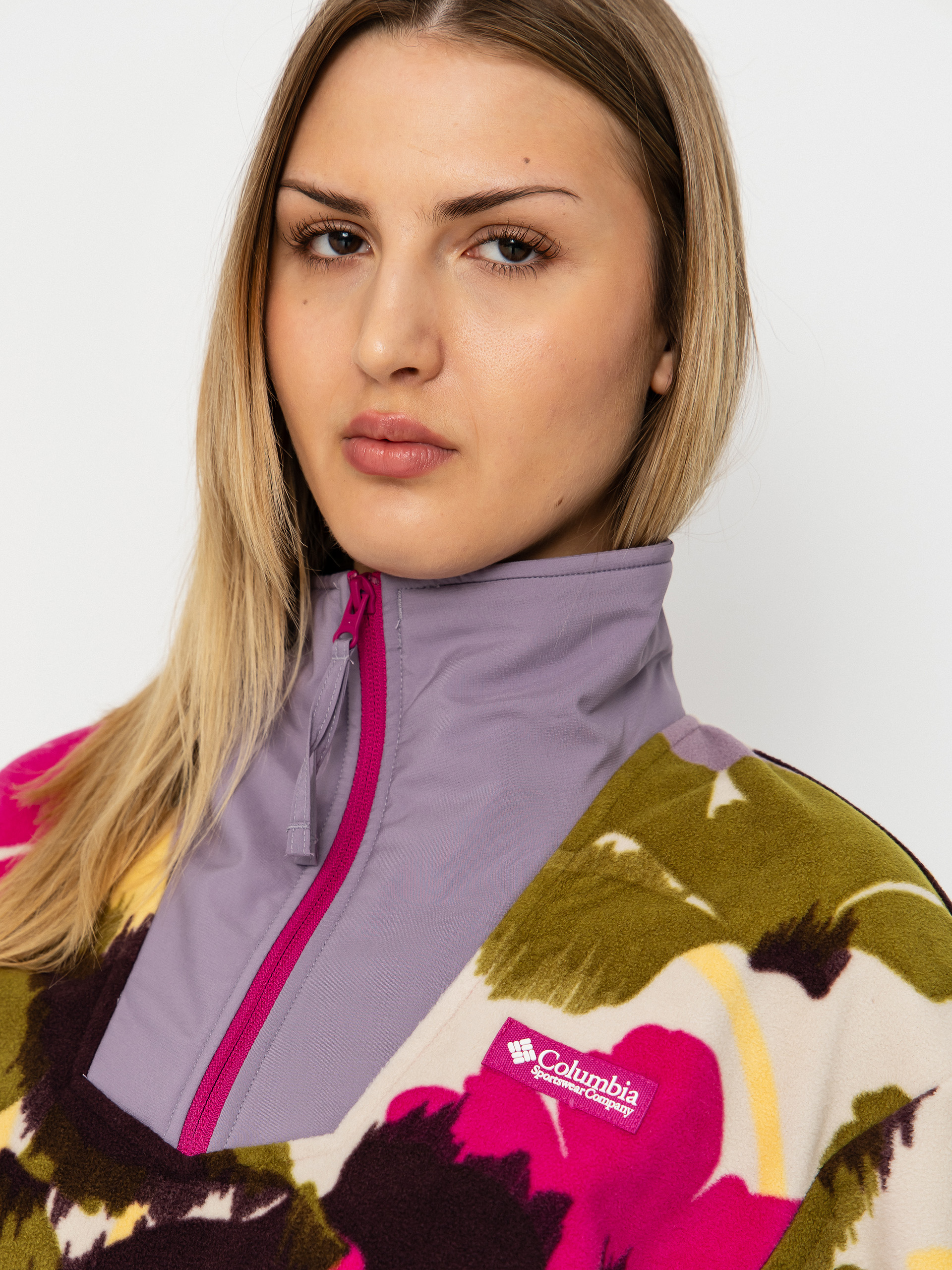 Damen Columbia Sequoia Grove Printed Half Zip Fleece Jacke (fuchsia/ikatbloom)