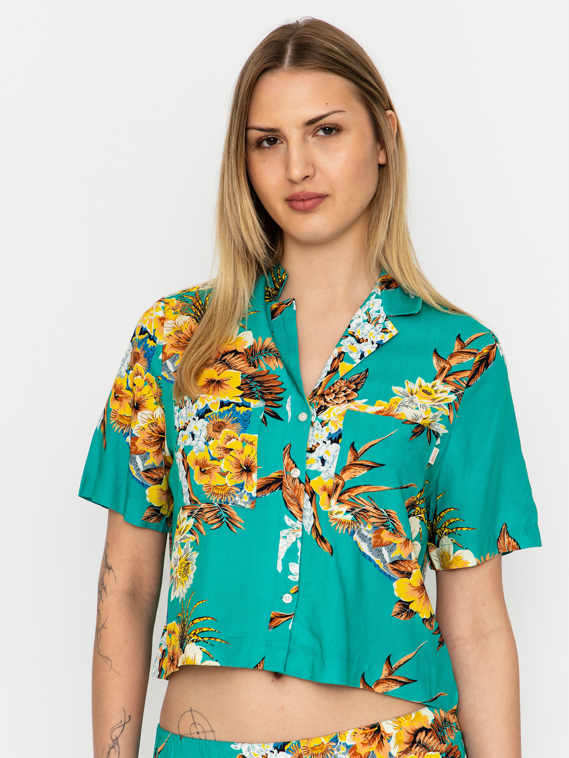 Brixton Campos Button Down Wmn Hemd (retro green flor campos)