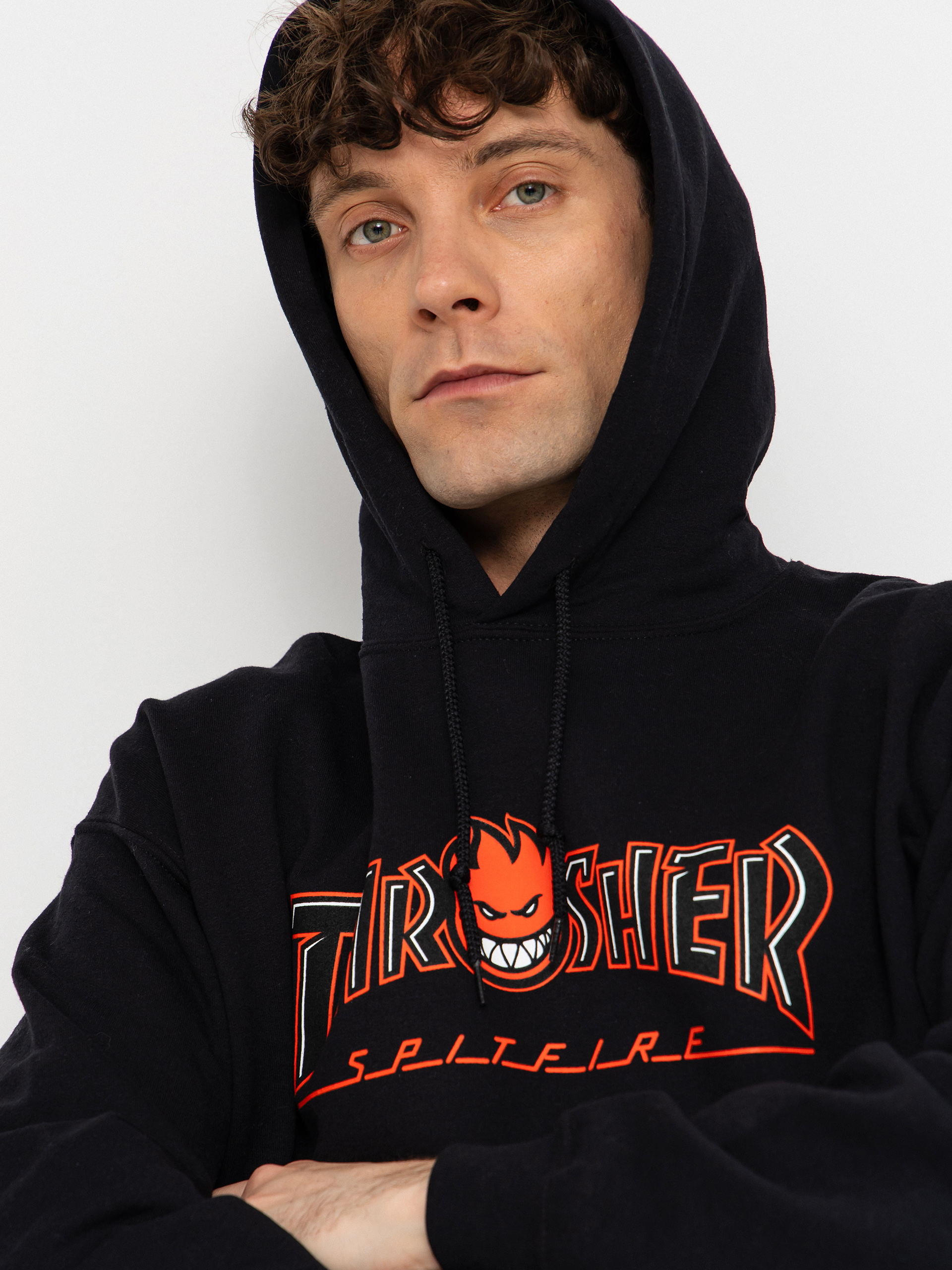 Thrasher x Spitfire Big Head Outline HD Hoodie (black)
