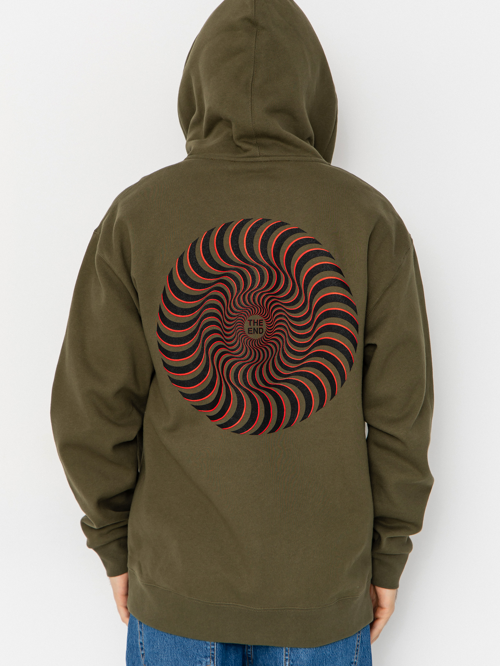 Spitfire Hoodie Classic Swirl Overlay ZHD (army w/black red prints)