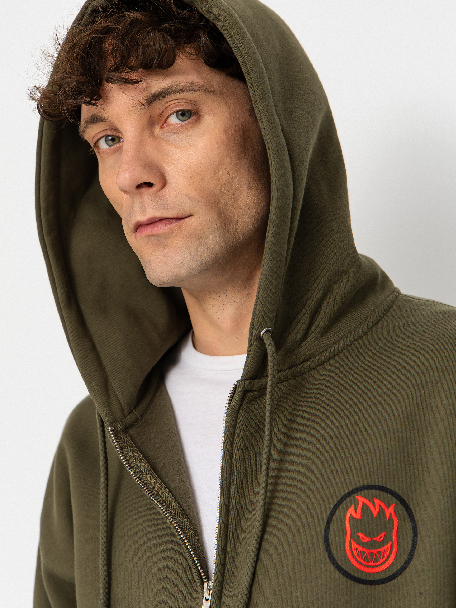 Spitfire Hoodie Classic Swirl Overlay ZHD (army w/black red prints)