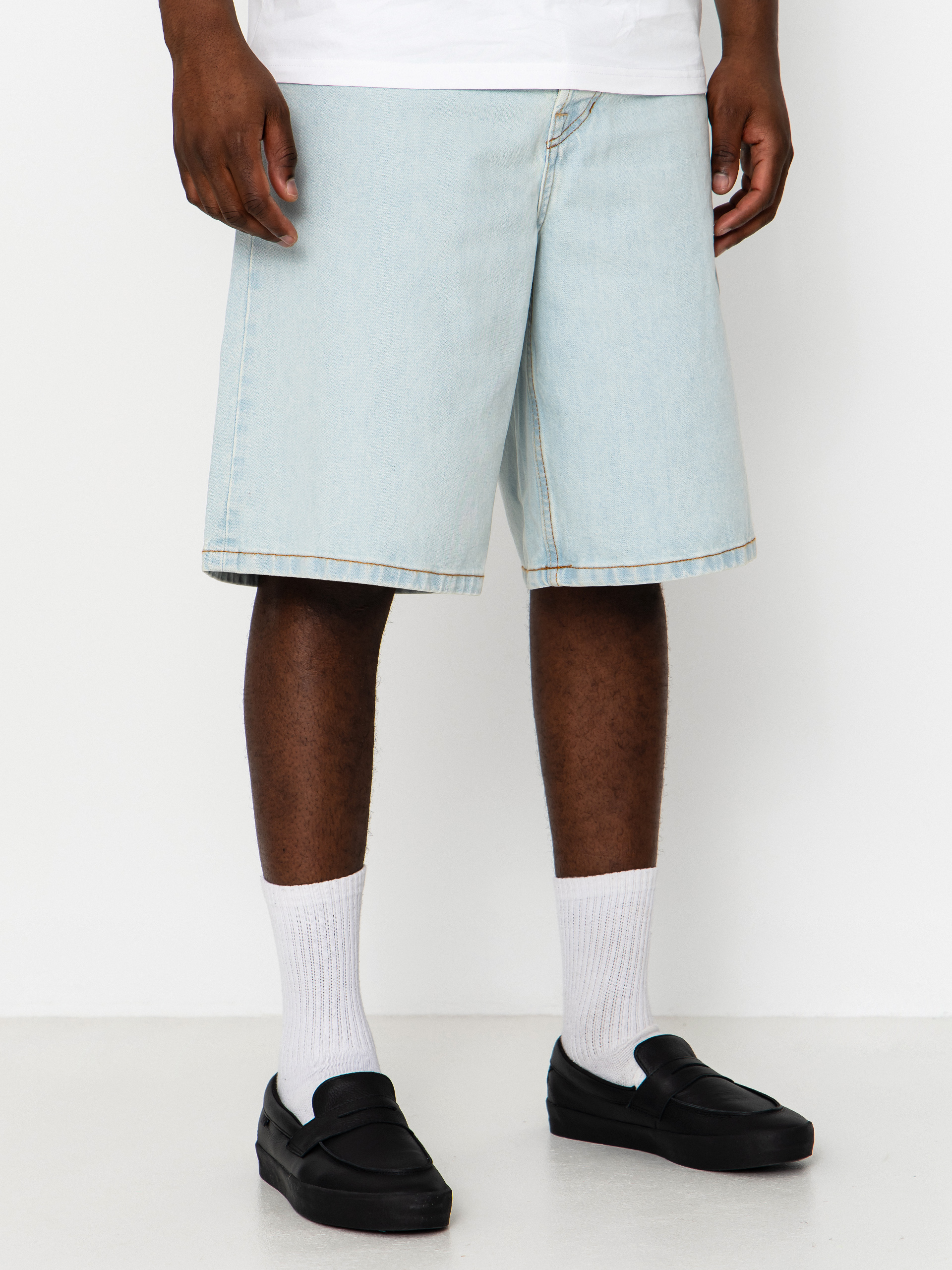 Vans Lx Check 5 Baggy Denim Shorts (blue ice)