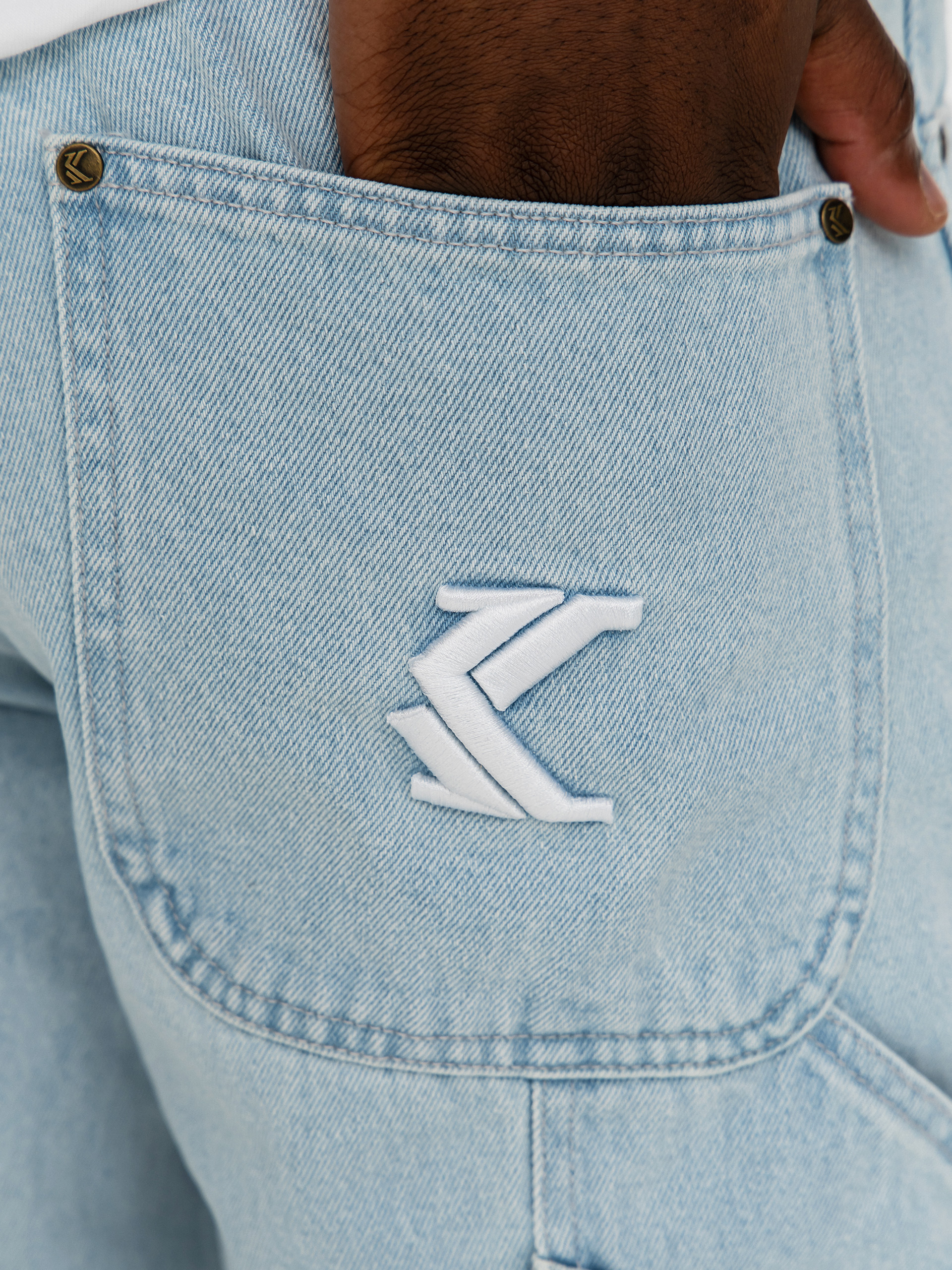 Karl Kani Retro Tapered Workwear Denim Hose (bleached blue)