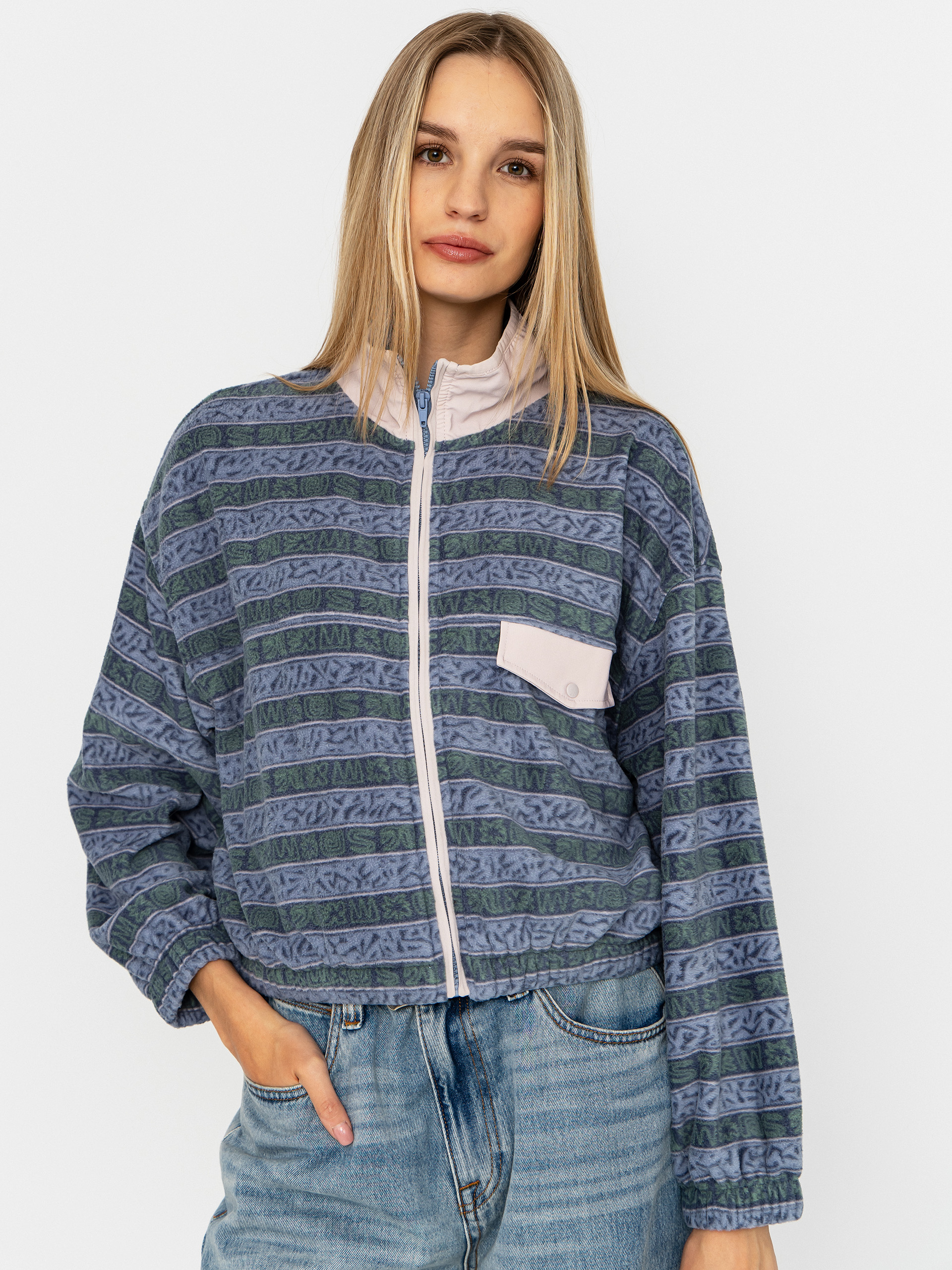 Quiksilver Kedai FZ Wmn Fleece Jacke (ashley blue kedai stripe)