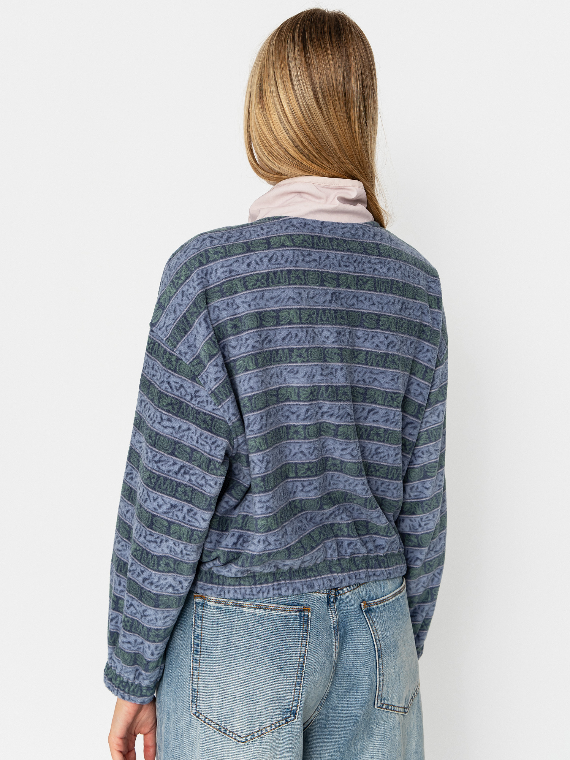 Damen Quiksilver Kedai FZ Fleece Jacke (ashley blue kedai stripe)