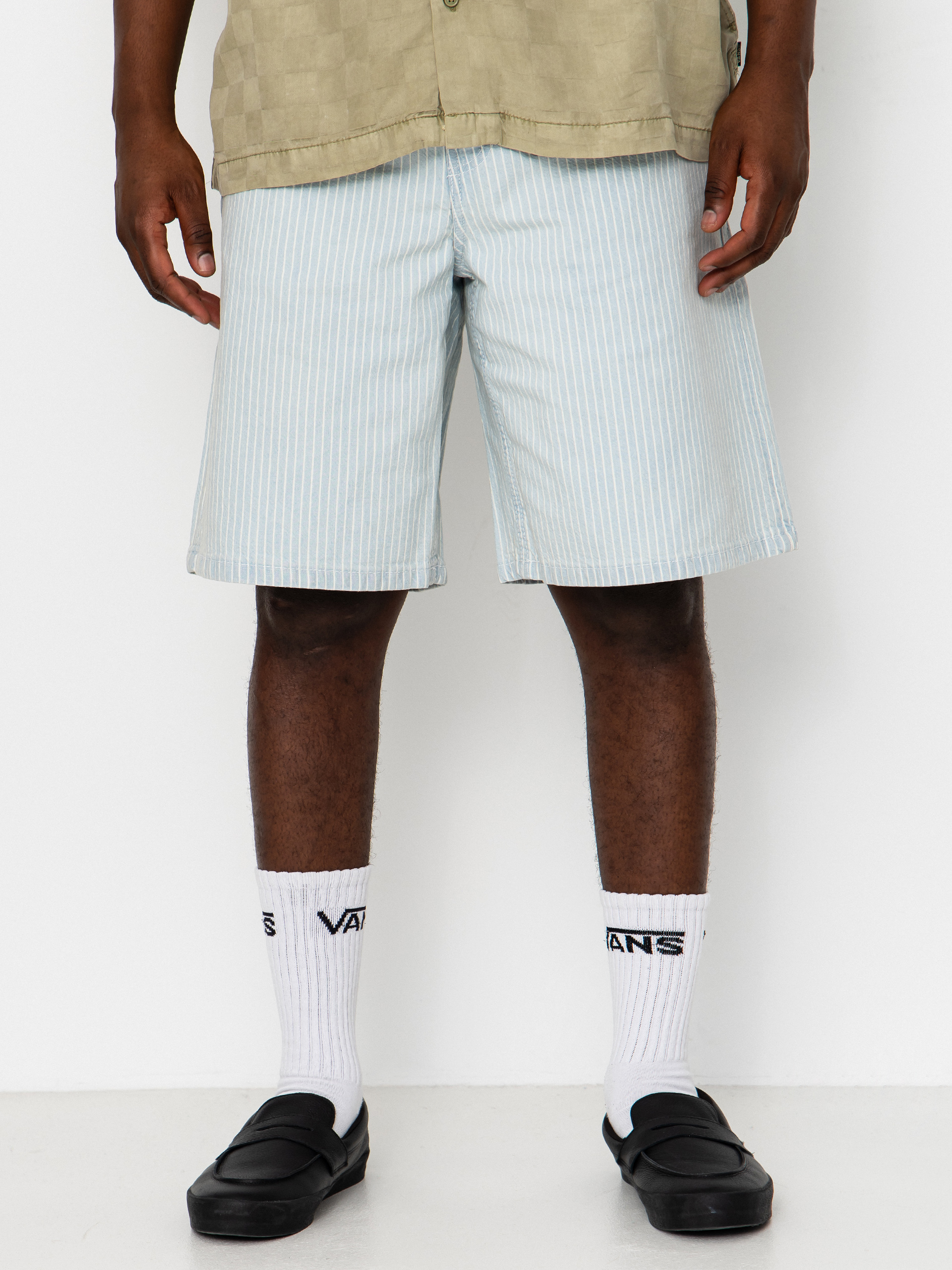 Vans Check 5 Baggy Striped Denim Shorts