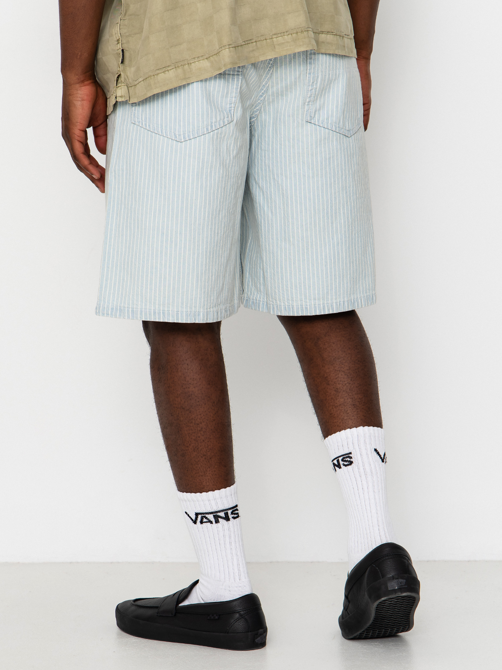 Vans Check 5 Baggy Striped Denim Shorts (blue ice stripe)