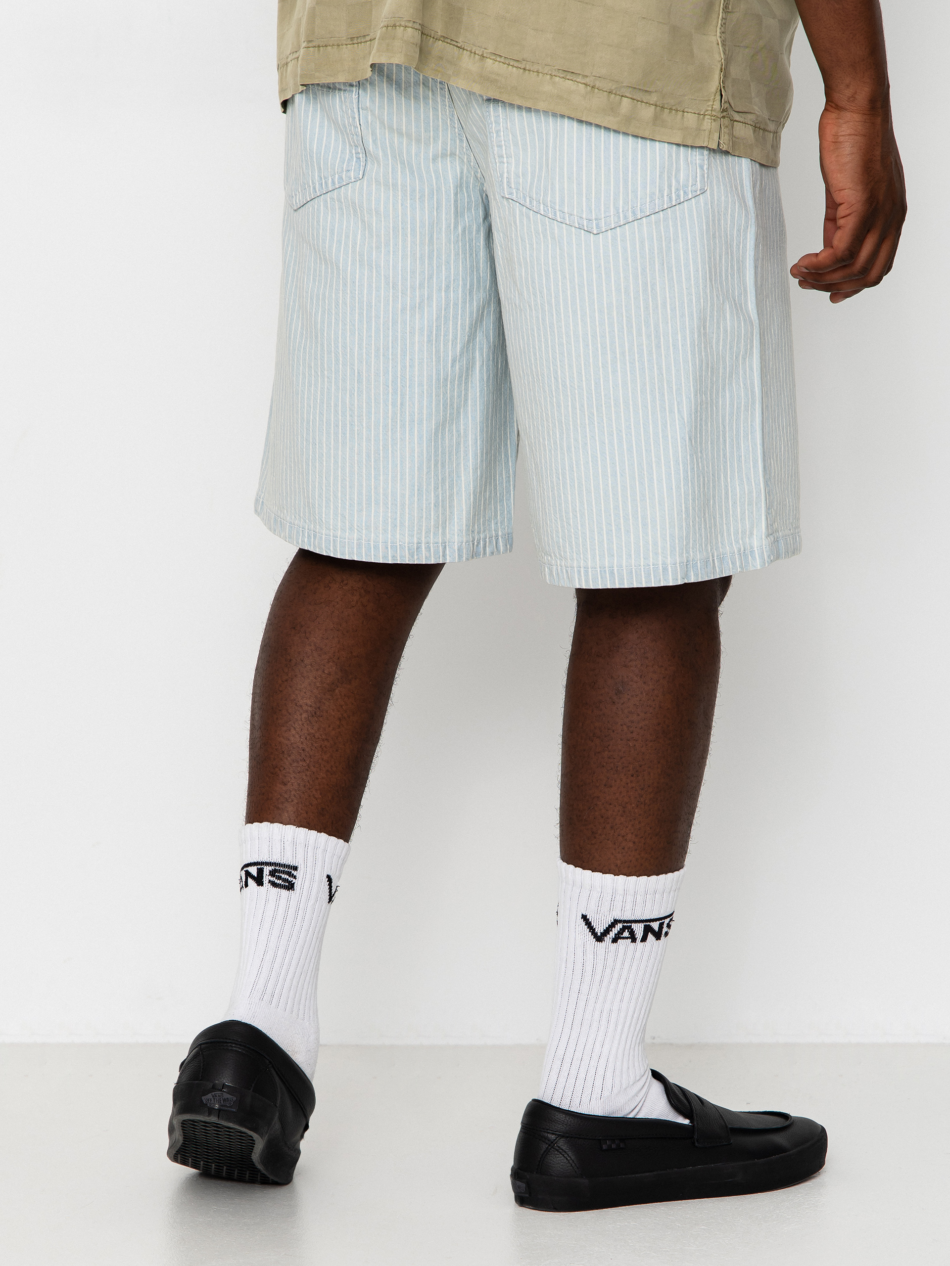 Vans Check 5 Baggy Striped Denim Shorts (blue ice stripe)