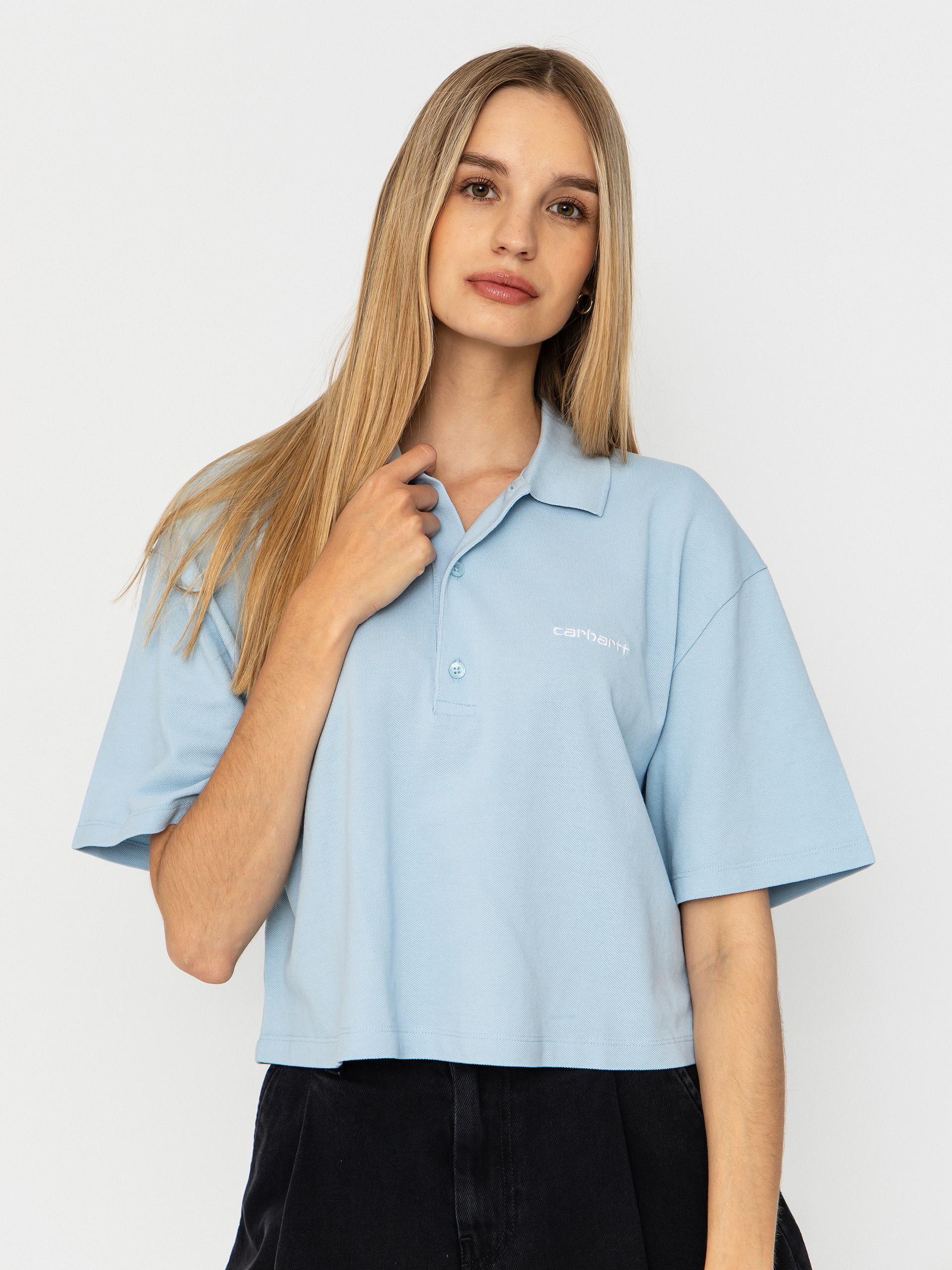 Carhartt WIP T-Shirt Script Polo Wmn (icaria/white)