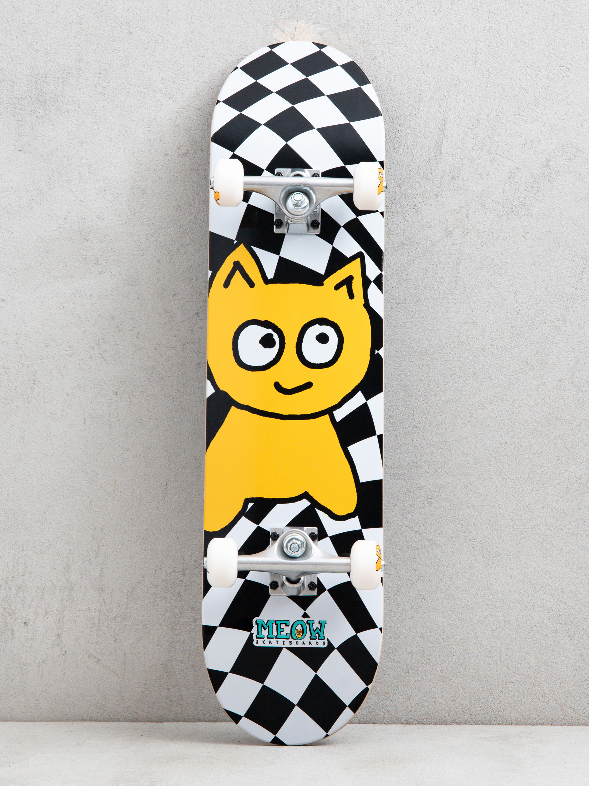 Meow Skateboards Big Cat Checker Twist Skateboard (black/white)