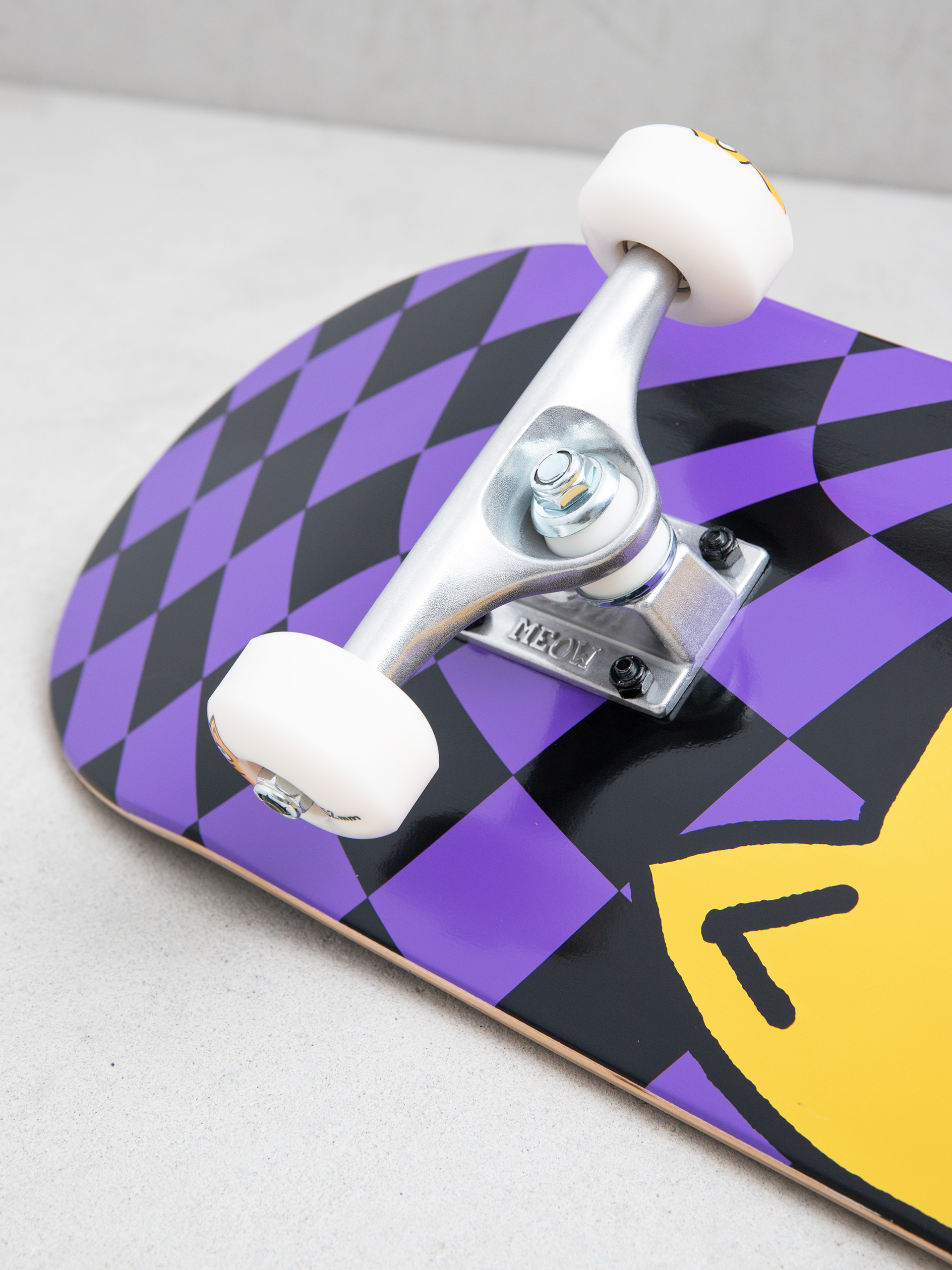 Meow Skateboards Big Cat Checker Twist Skateboard (purple)
